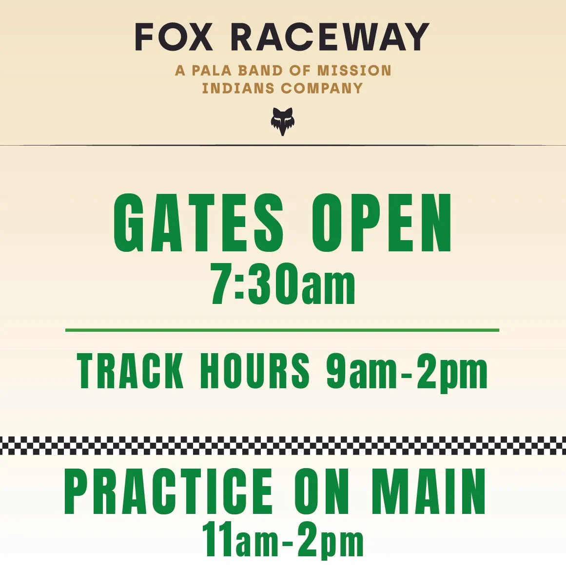 TRACK OPEN - scheduled practice on main 11am-2pm