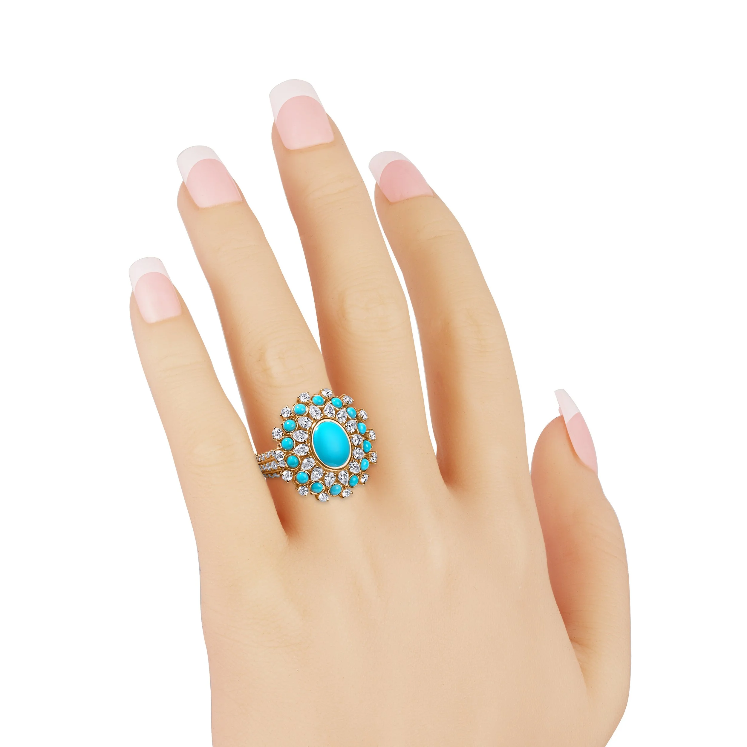 Turquoise Crest Ring – Luxury Sleeping Beauty Turquoise & Diamond