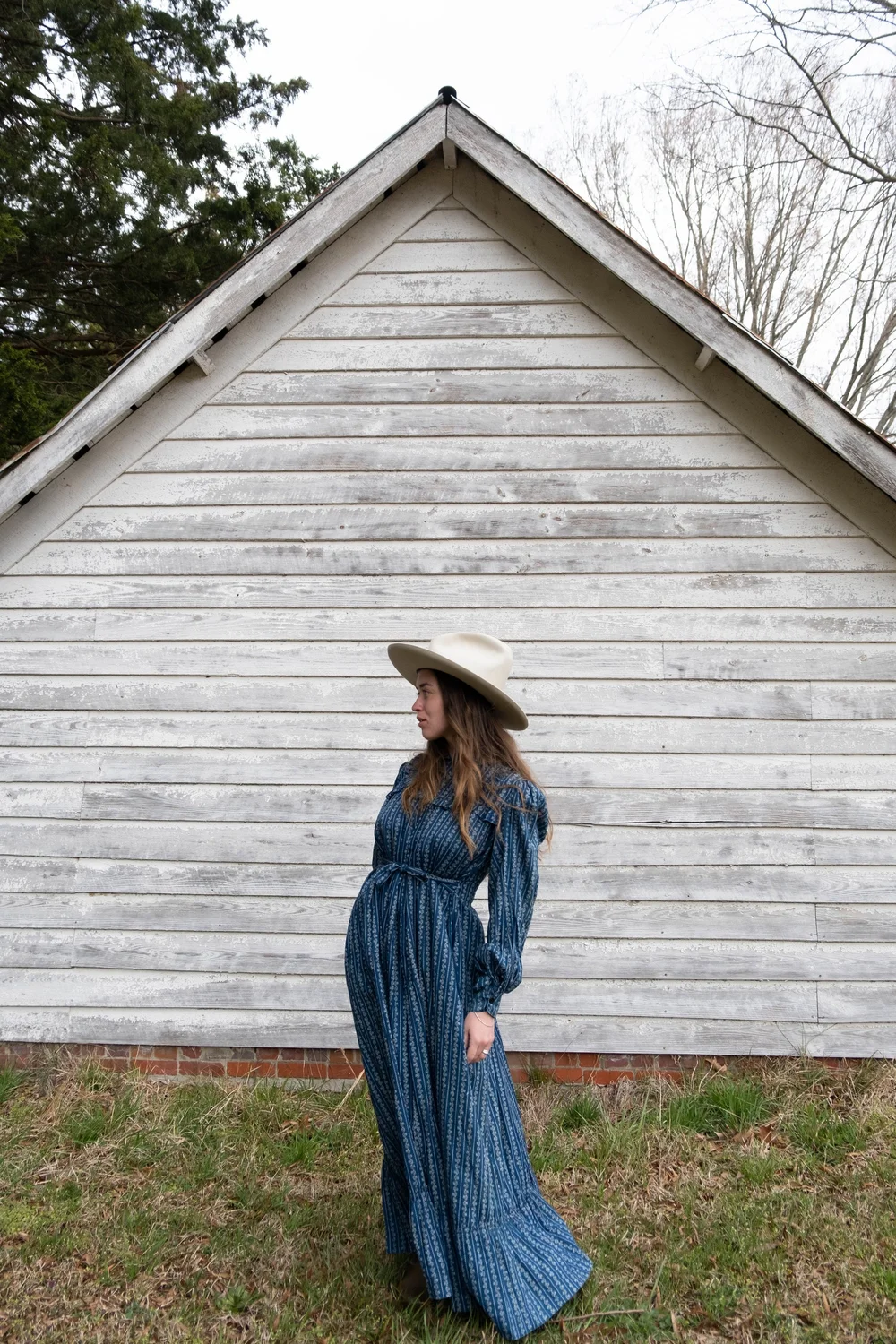 antique blue calico dress Sapphire Calico Prairie Dress S – OMNIA main image 0