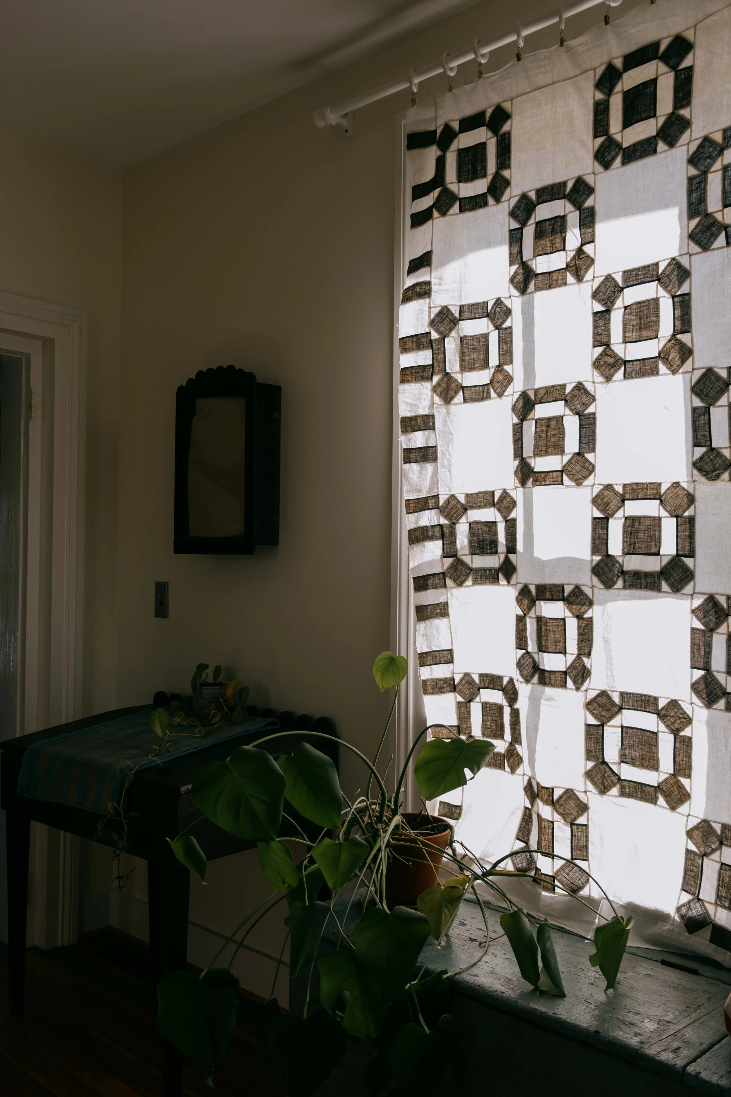 1900s Black Rolling Stone Quilt Top