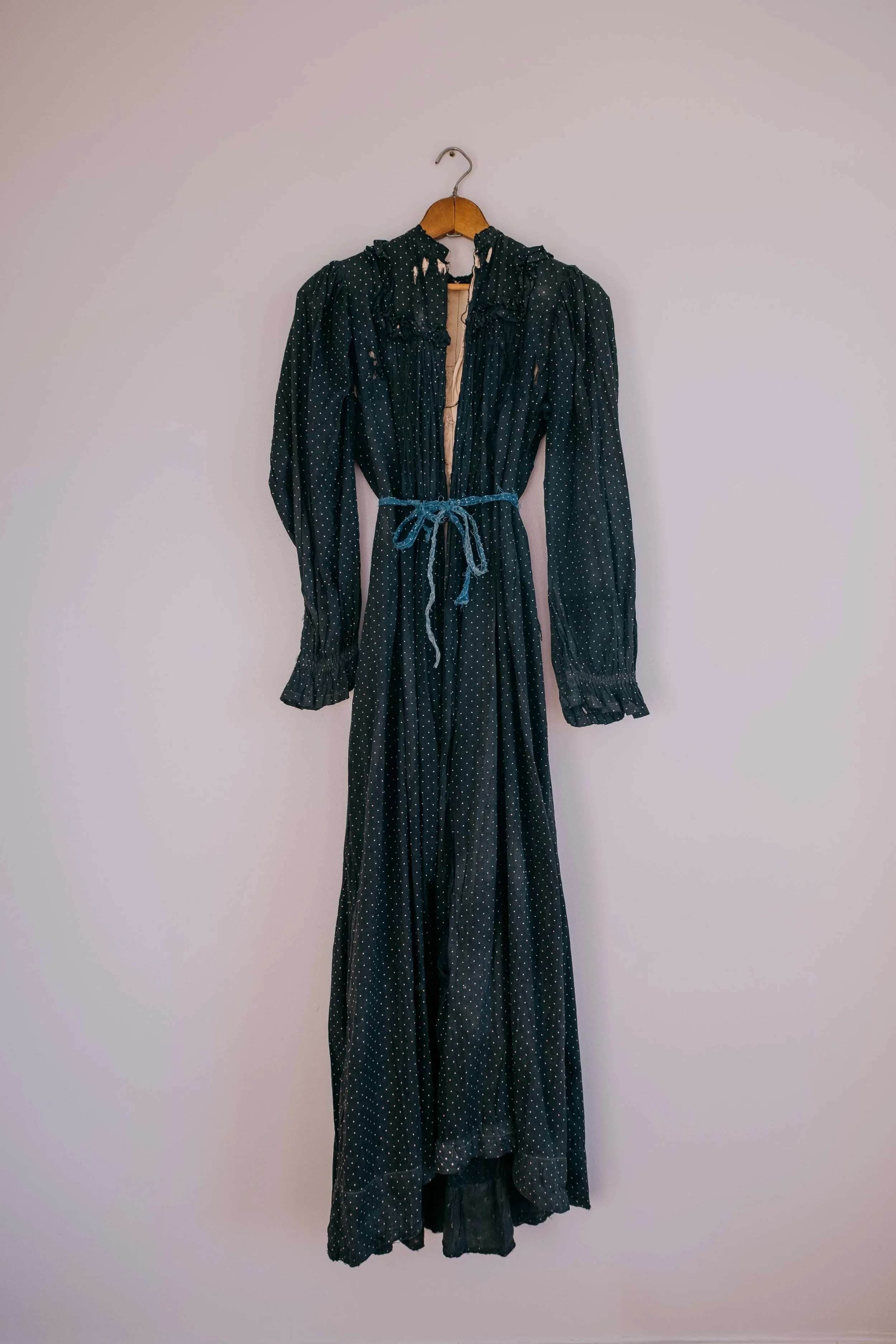 1880s Calico Dress With Feedsack Bodice Lining