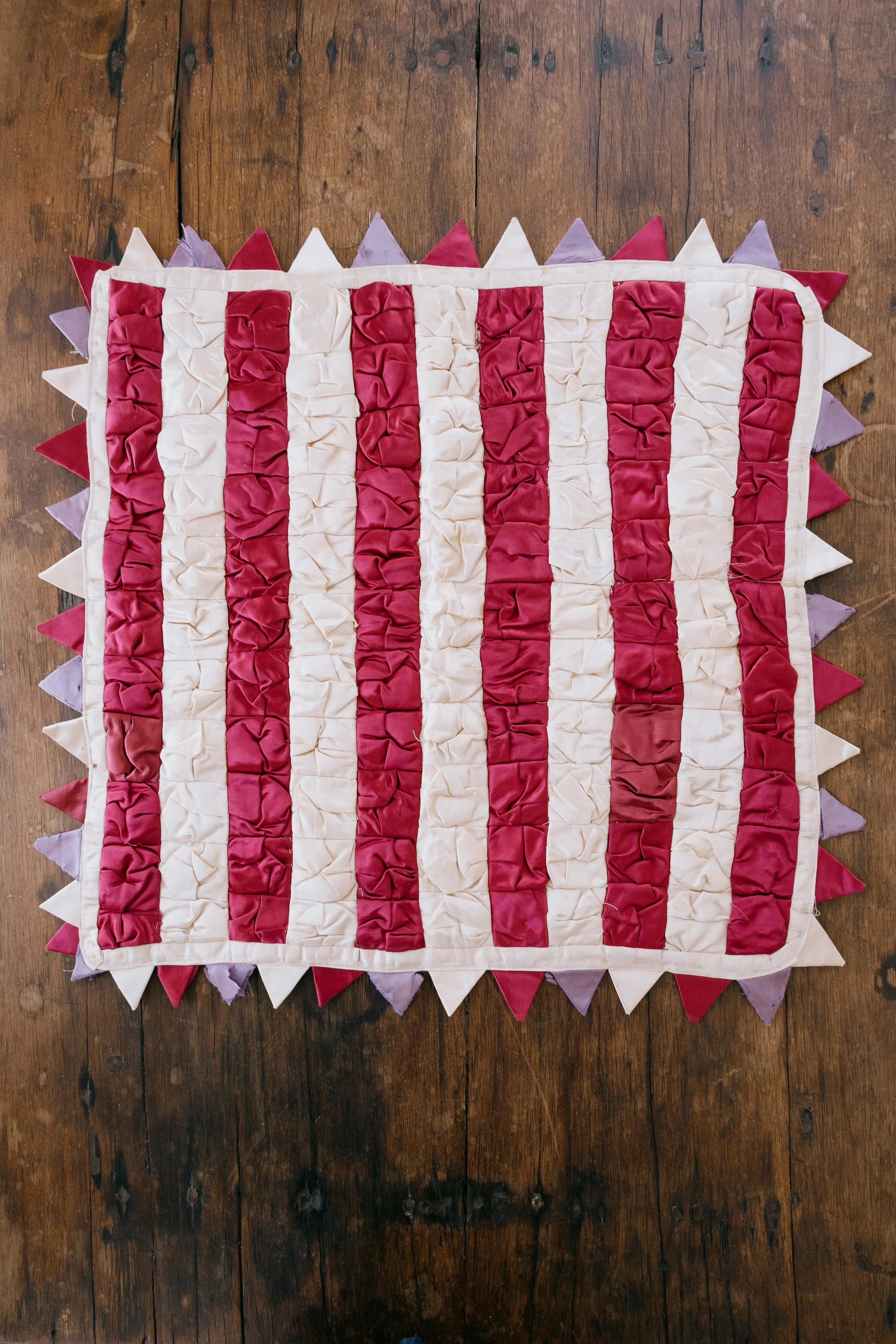 1900s Satin Striped Quilt Textile