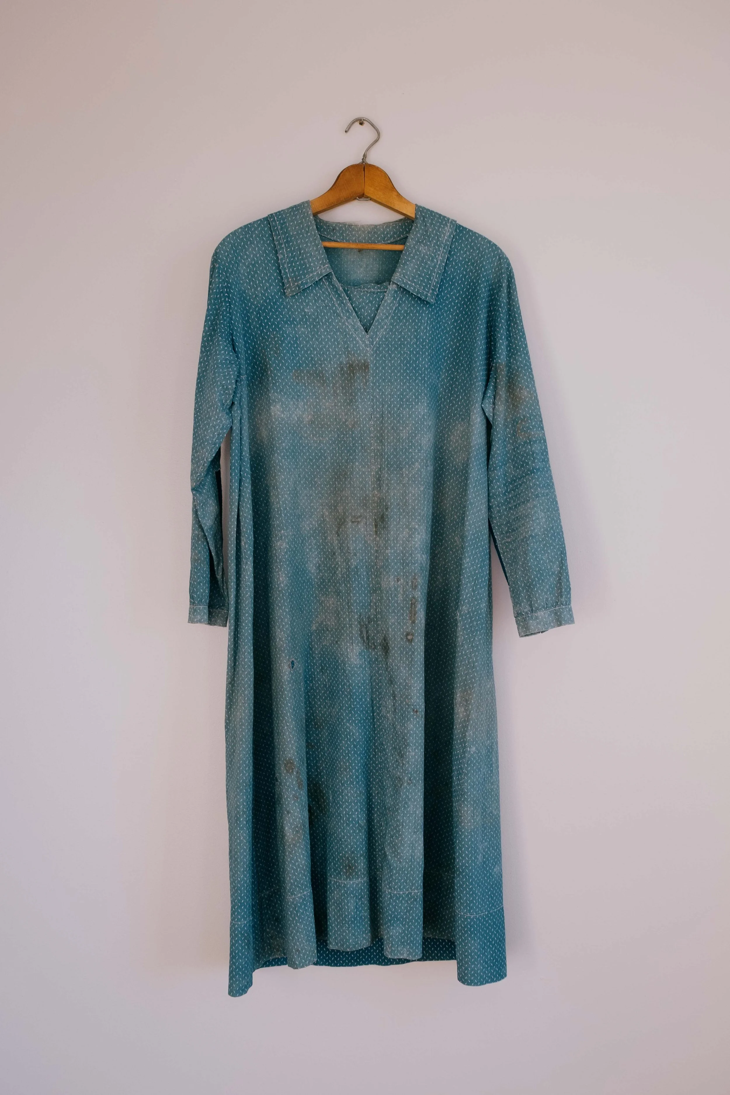 1900s Blue Calico Work Dress