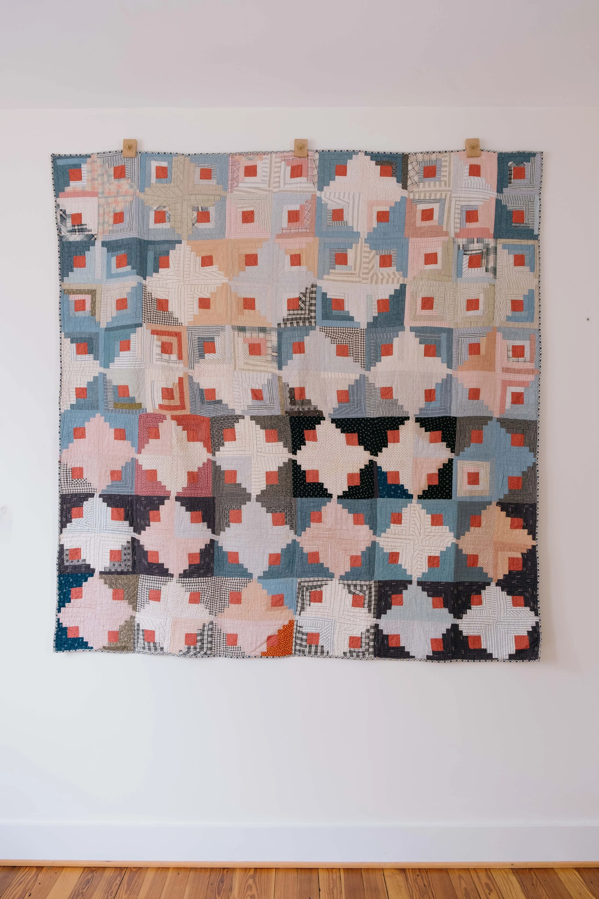 1890s Sunshine & Shadow Log Cabin Quilt