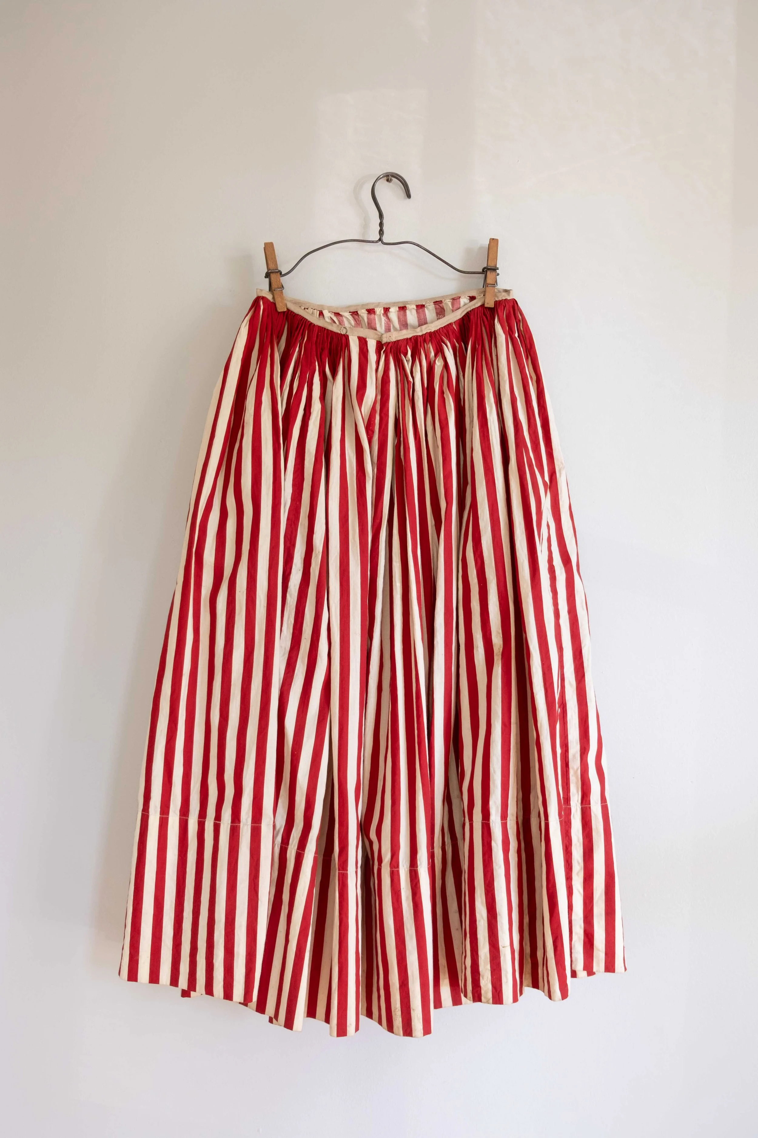 1900s French Red Circus Stripe Skirt