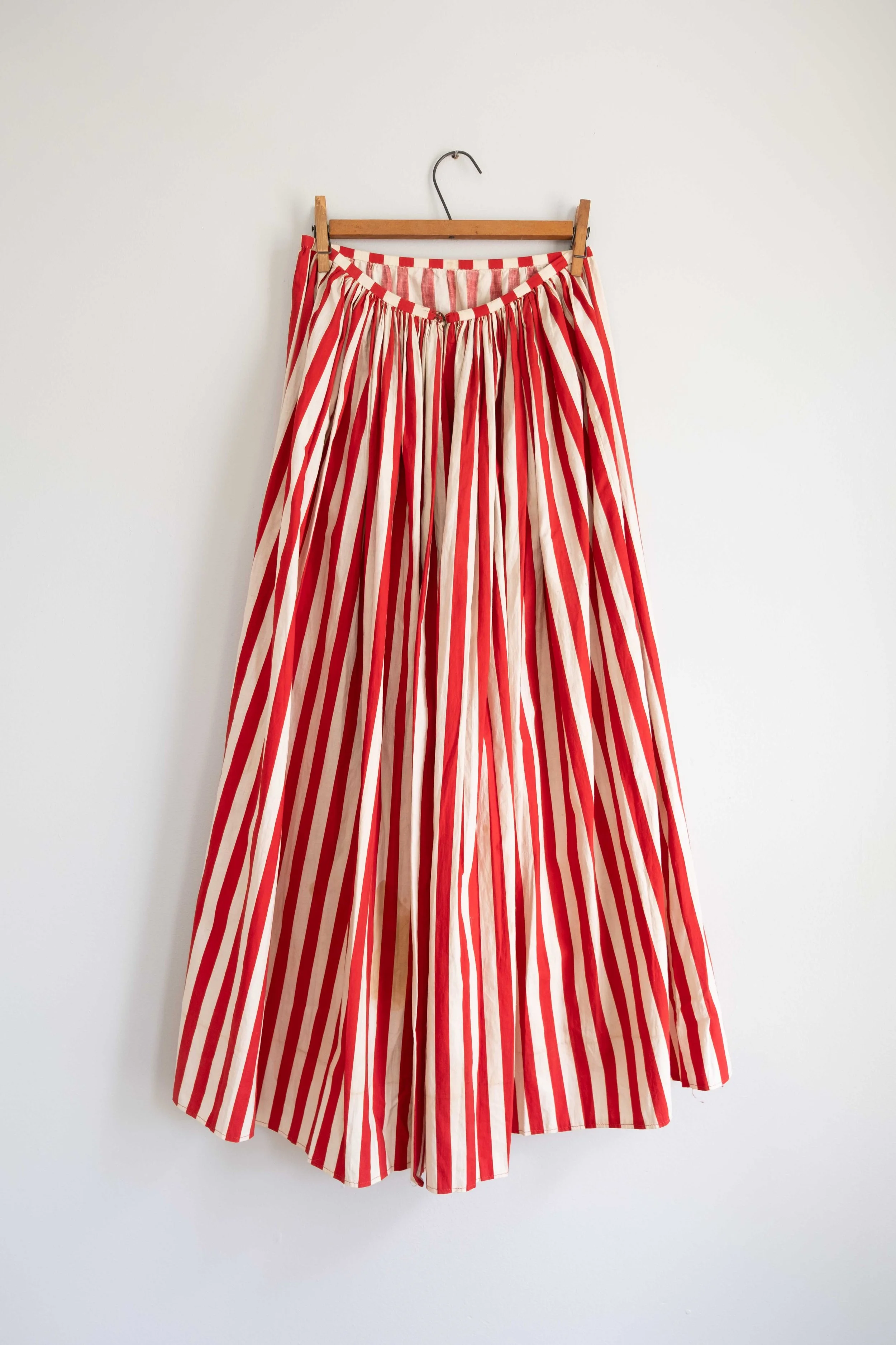 Early 1900s Red & White Circus Stripe Skirt