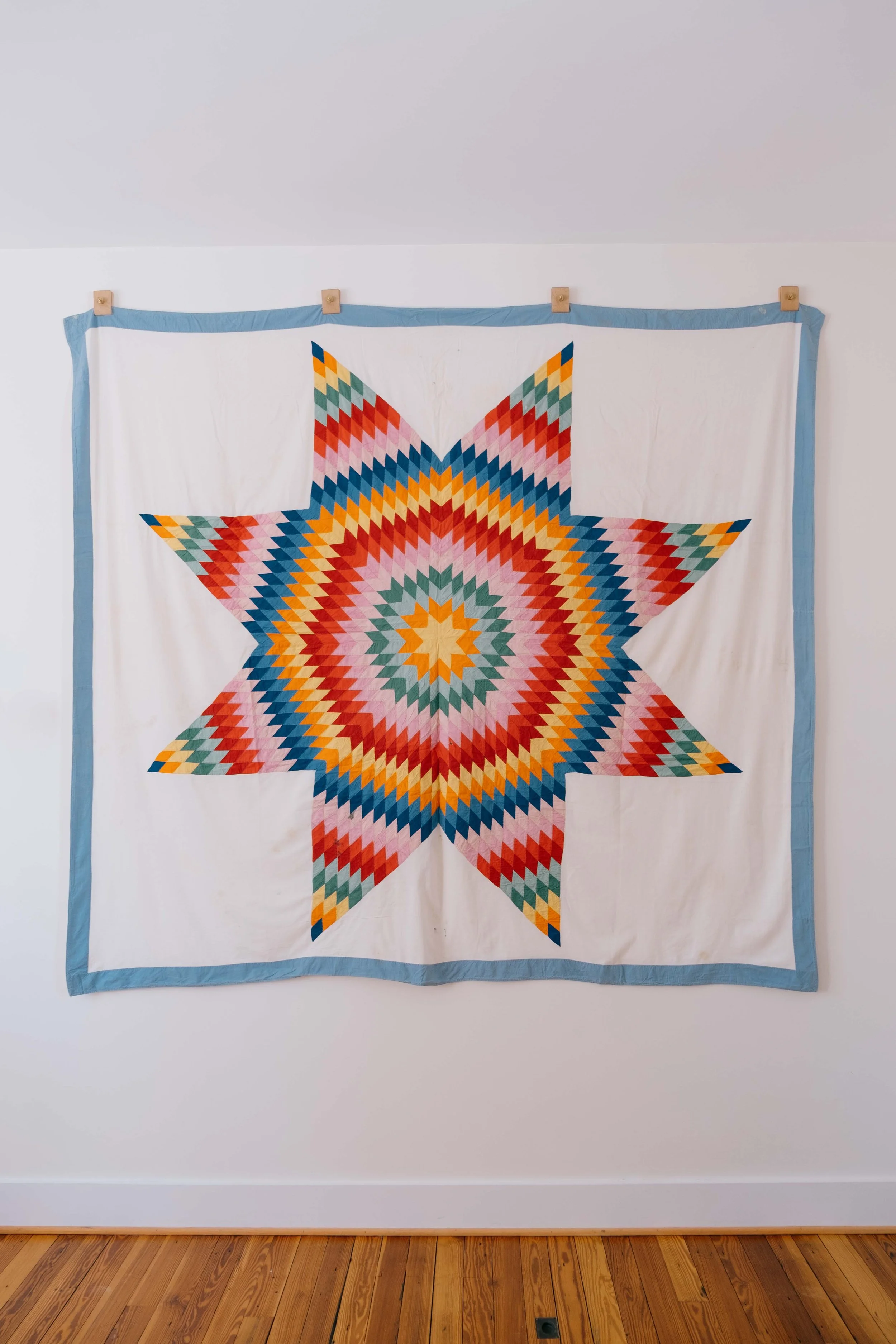 1940s Rainbow Lone Star Summer Quilt