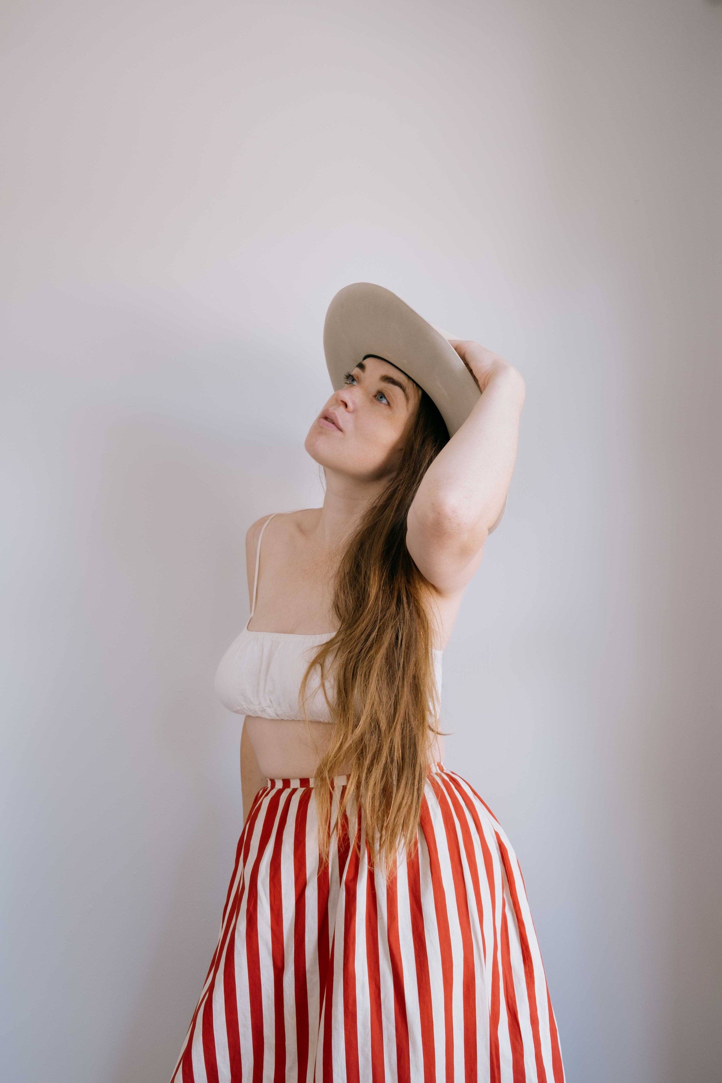 Early 1900s Red & White Circus Stripe Skirt