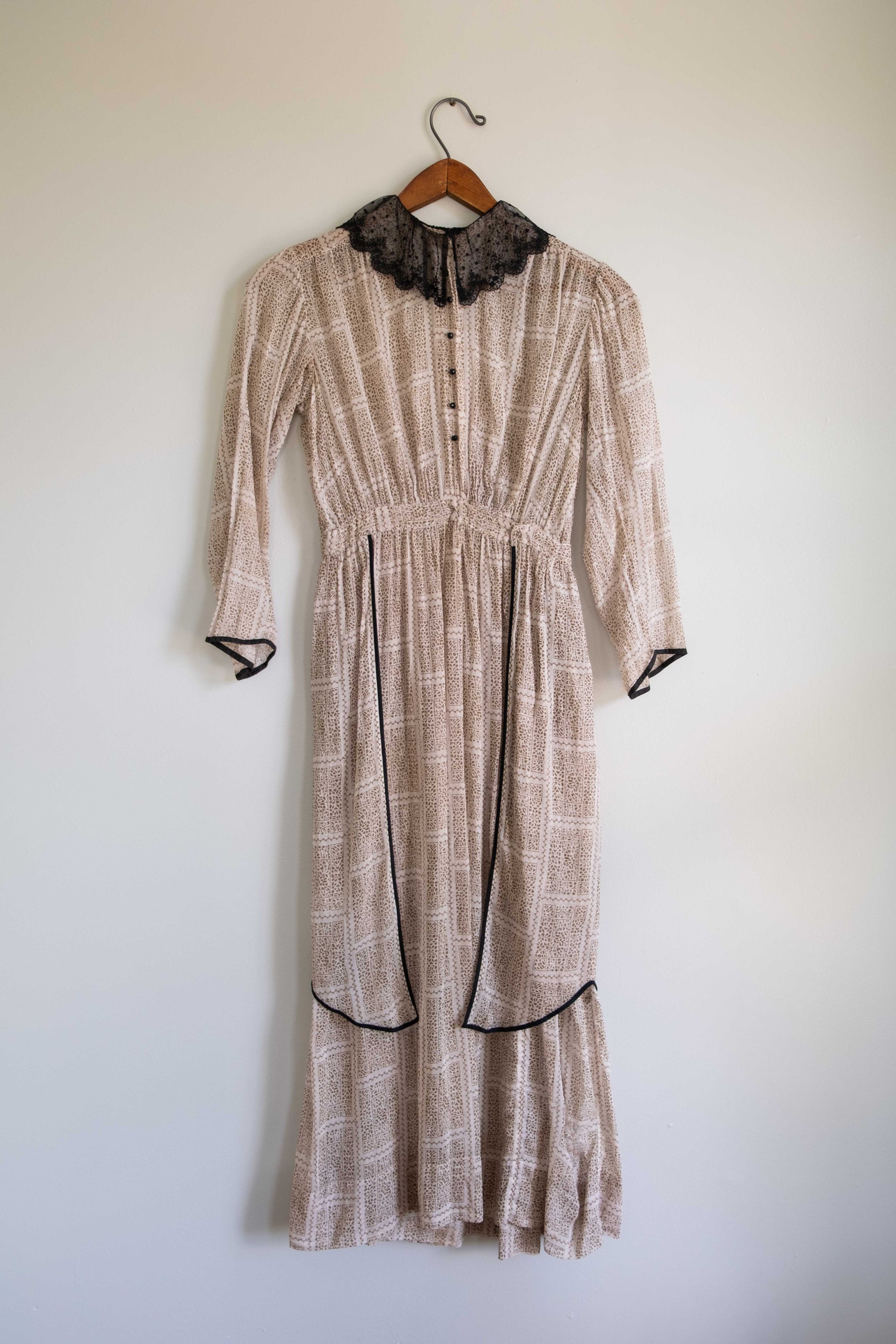 1917 Japanese Inspired Stencil Print Day Dress
