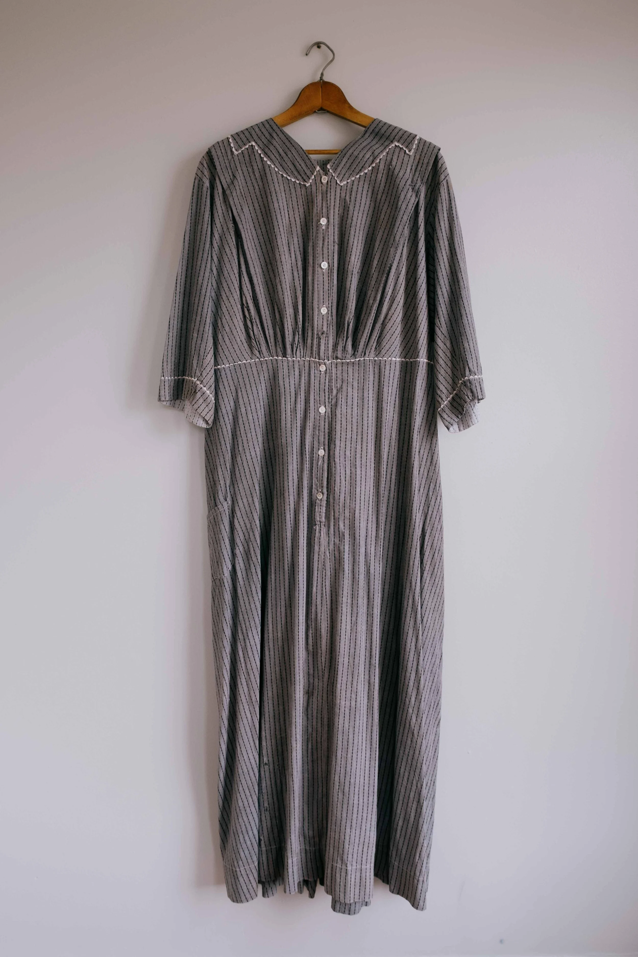 1890s Mourning Print Calico Dress