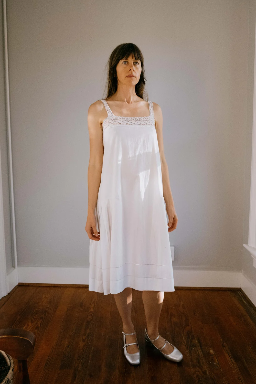 vintage white slip dress 1940's Bridal with Cap Sleeve flattering drape 60s Off White Slip Dress