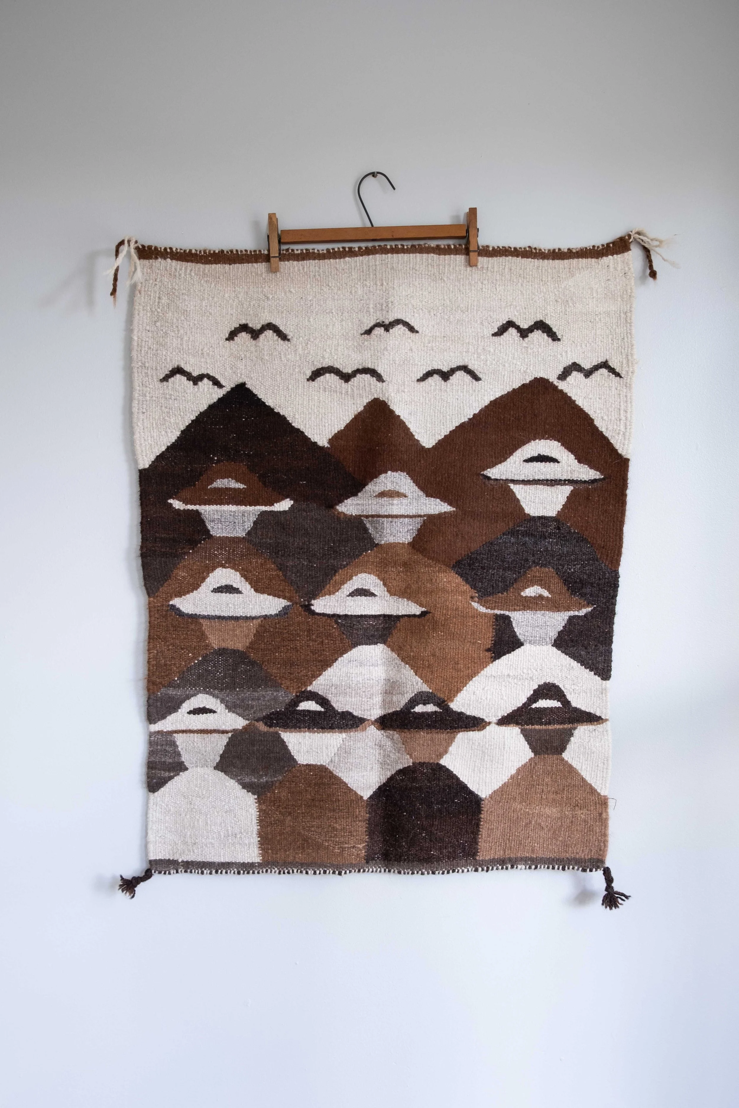 Vintage Andes Mountain Figural Ecuadorian Rug