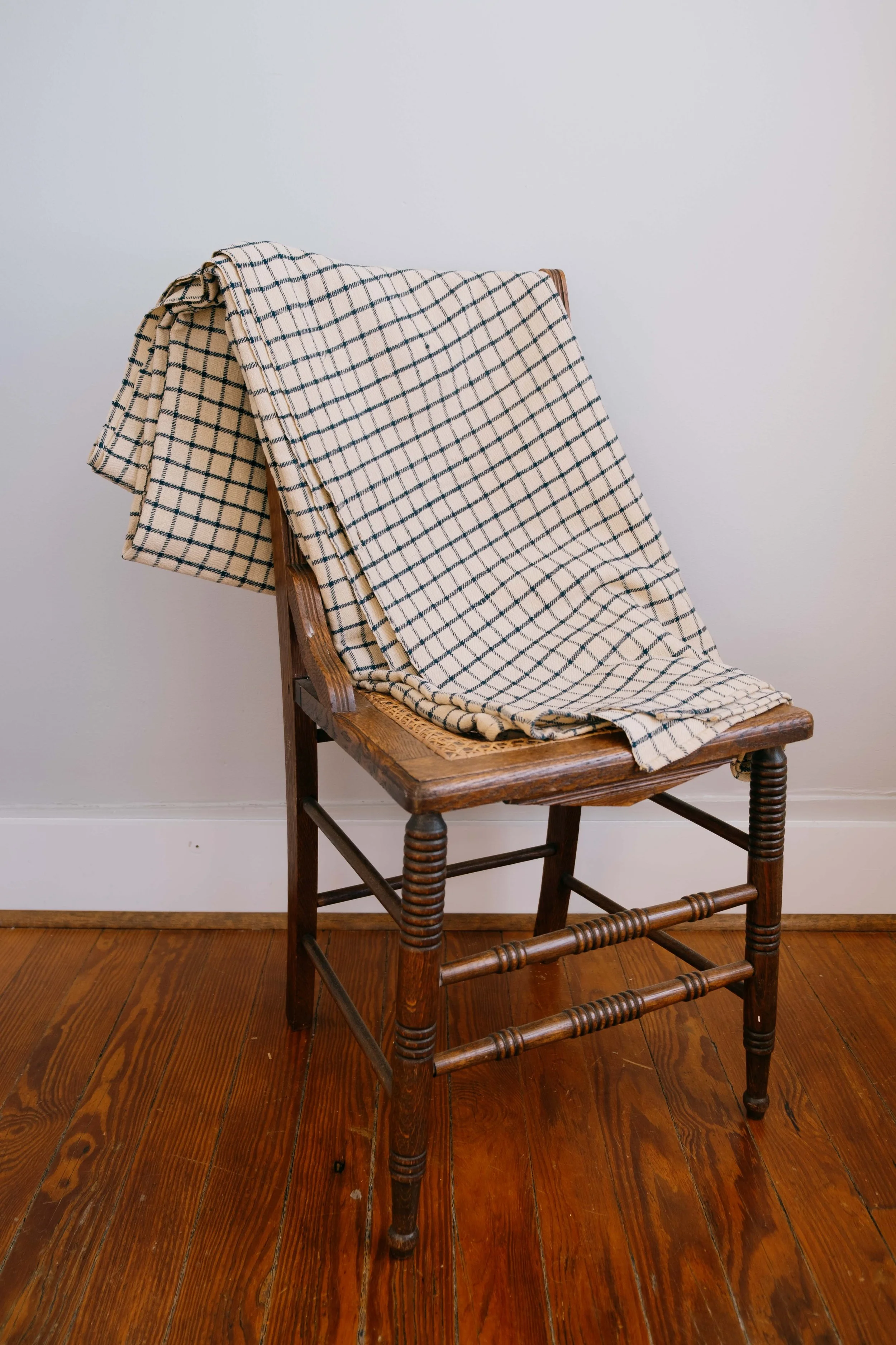 Indigo Windowpane Check Early Wool Blanket