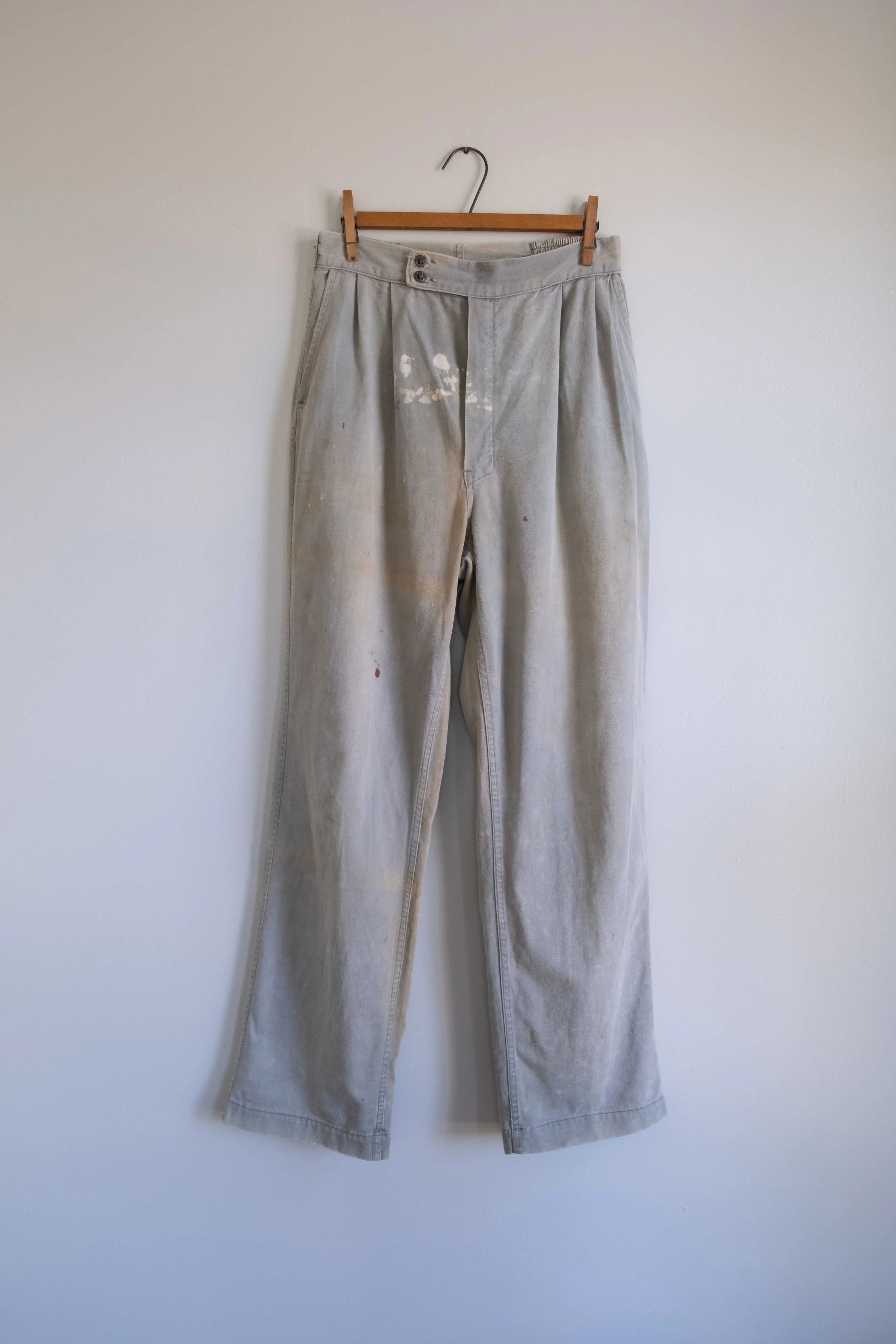 Double Button Blue-Grey Cotton Work Pants