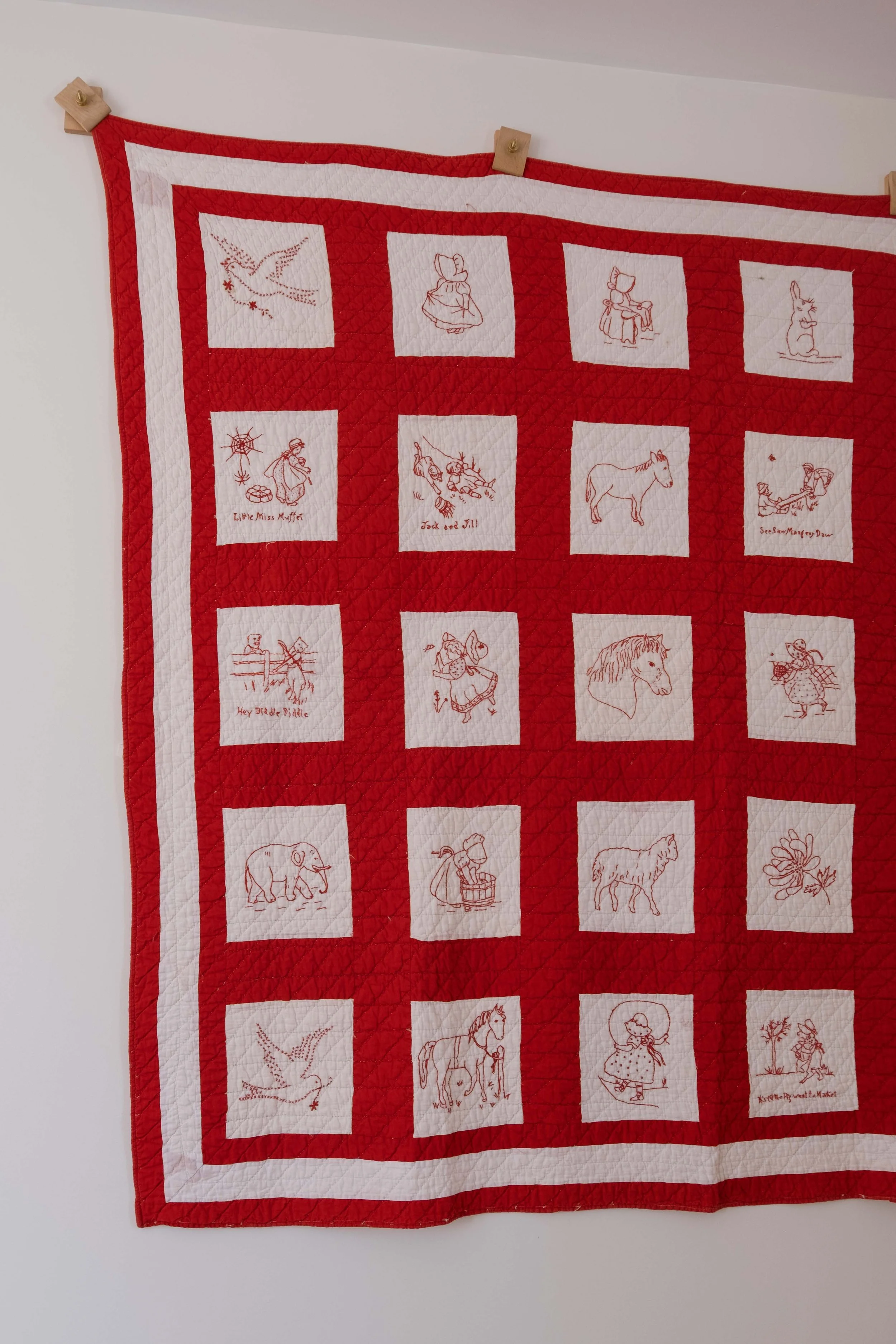 1900s Nursery Rhyme Redwork Quilt