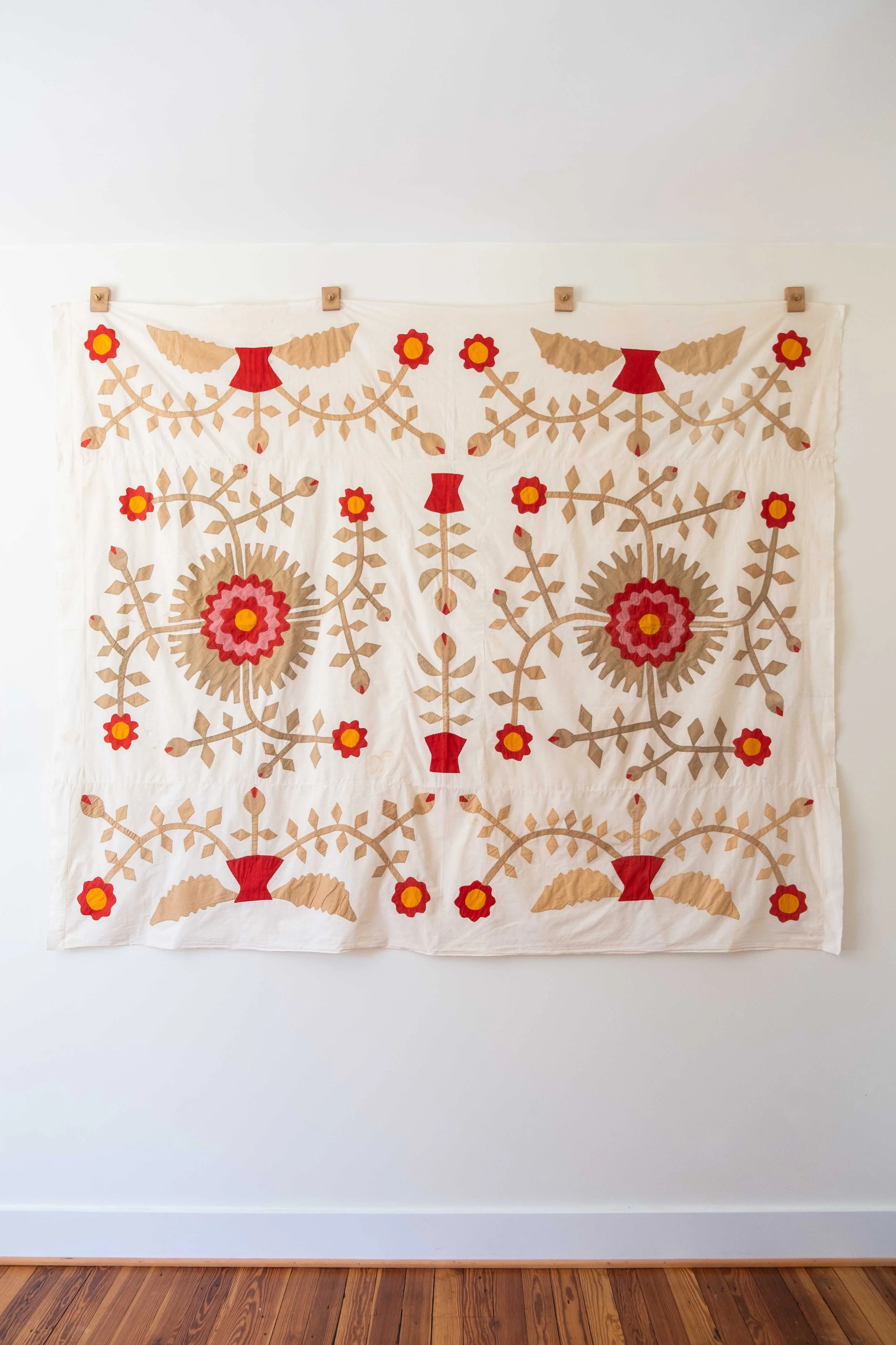 1880s Whig Rose Appliqué Quilt Top