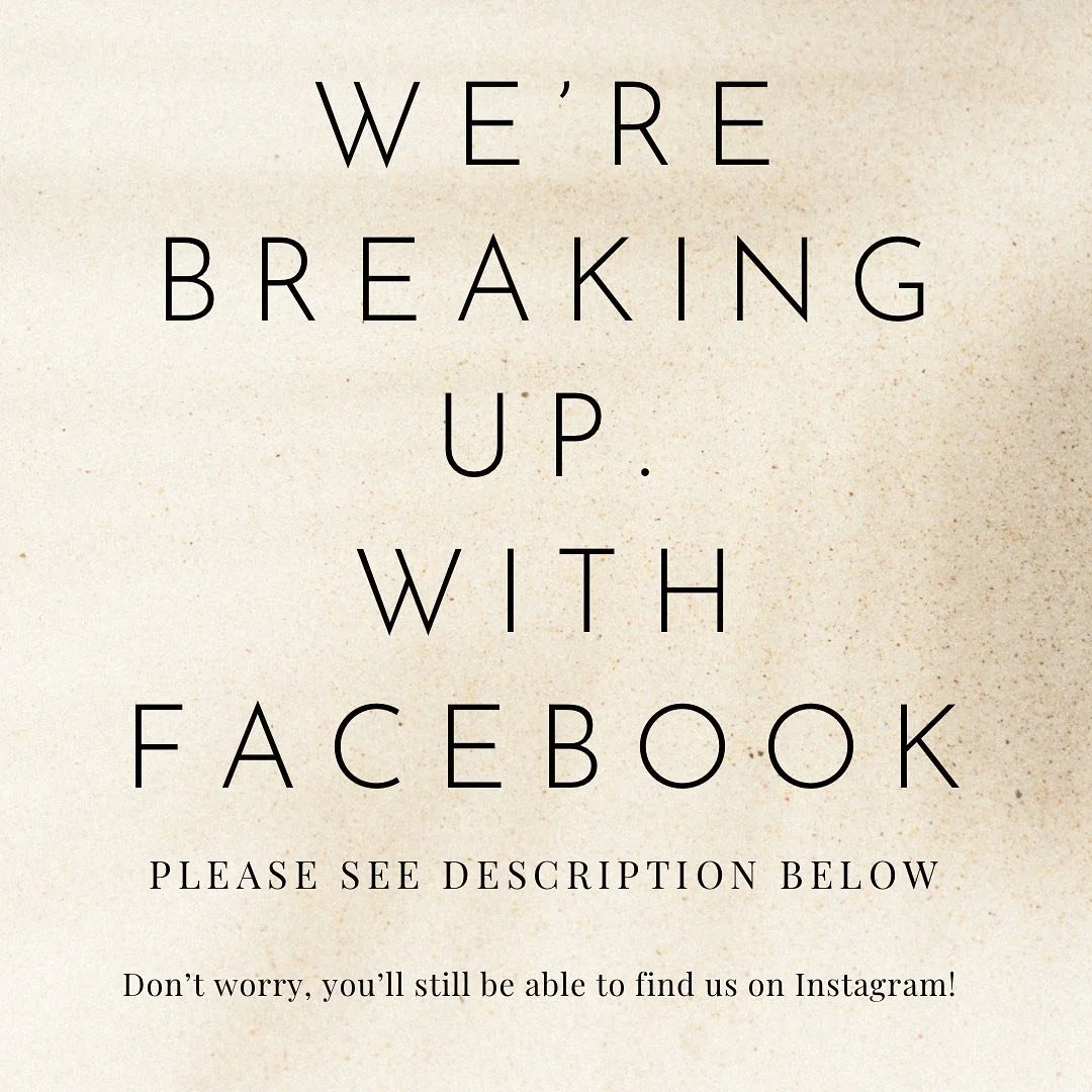 We&rsquo;ve made the decision to part ways with Facebook. 
I&rsquo;m finding it increasingly hard and mentally draining keeping up on multiple platforms. To be honest it&rsquo;s not a platform I enjoy using so it&rsquo;s really a no brainer. 
Don&rsq