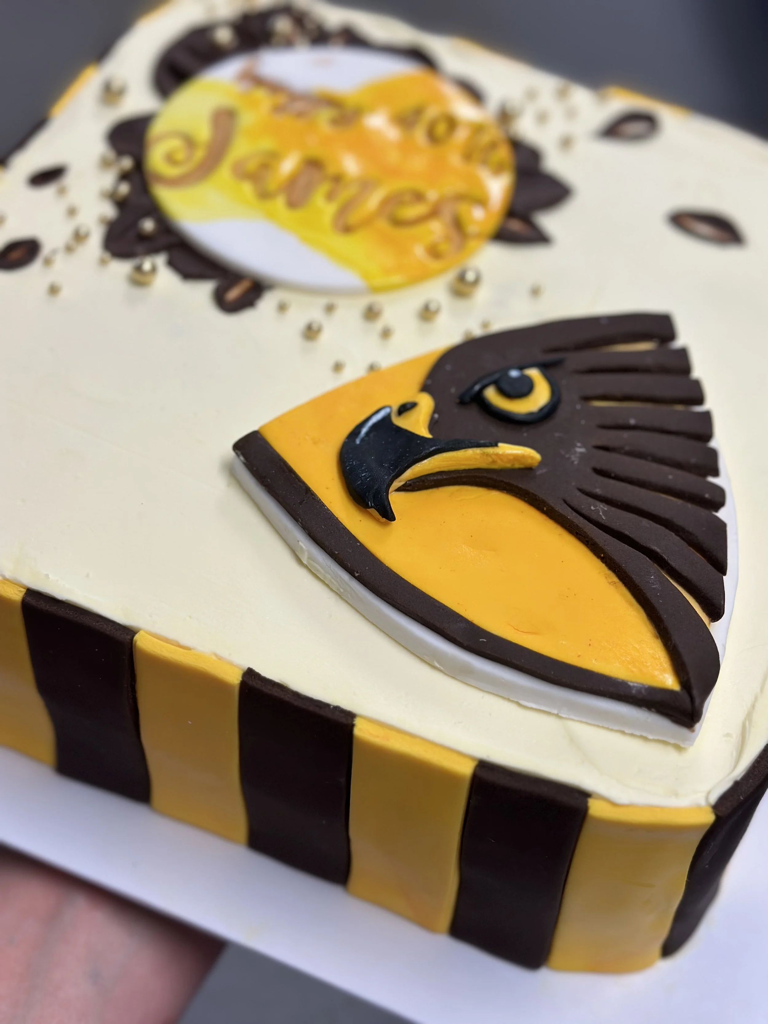Image of a custom cake decorated with the logo of Hawthorn Football Club