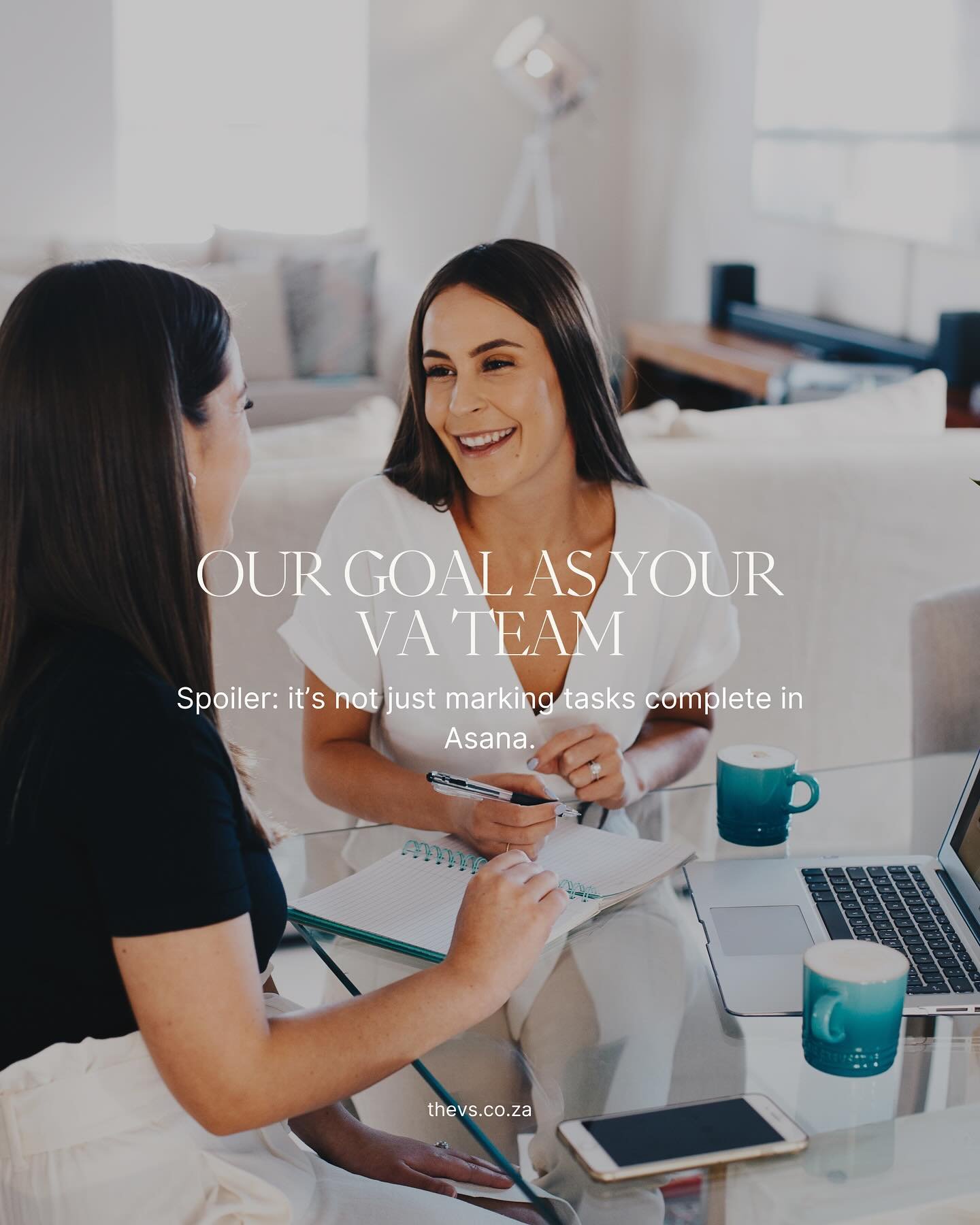 You didn&rsquo;t start your business to spend nights colour-coding spreadsheets or chasing your inbox to zero.
That&rsquo;s our idea of fun.

Our goal as your VA team:

💫 Keep the back-end running (emails, invoices, tiny-but-crucial tasks)

💫 Give 