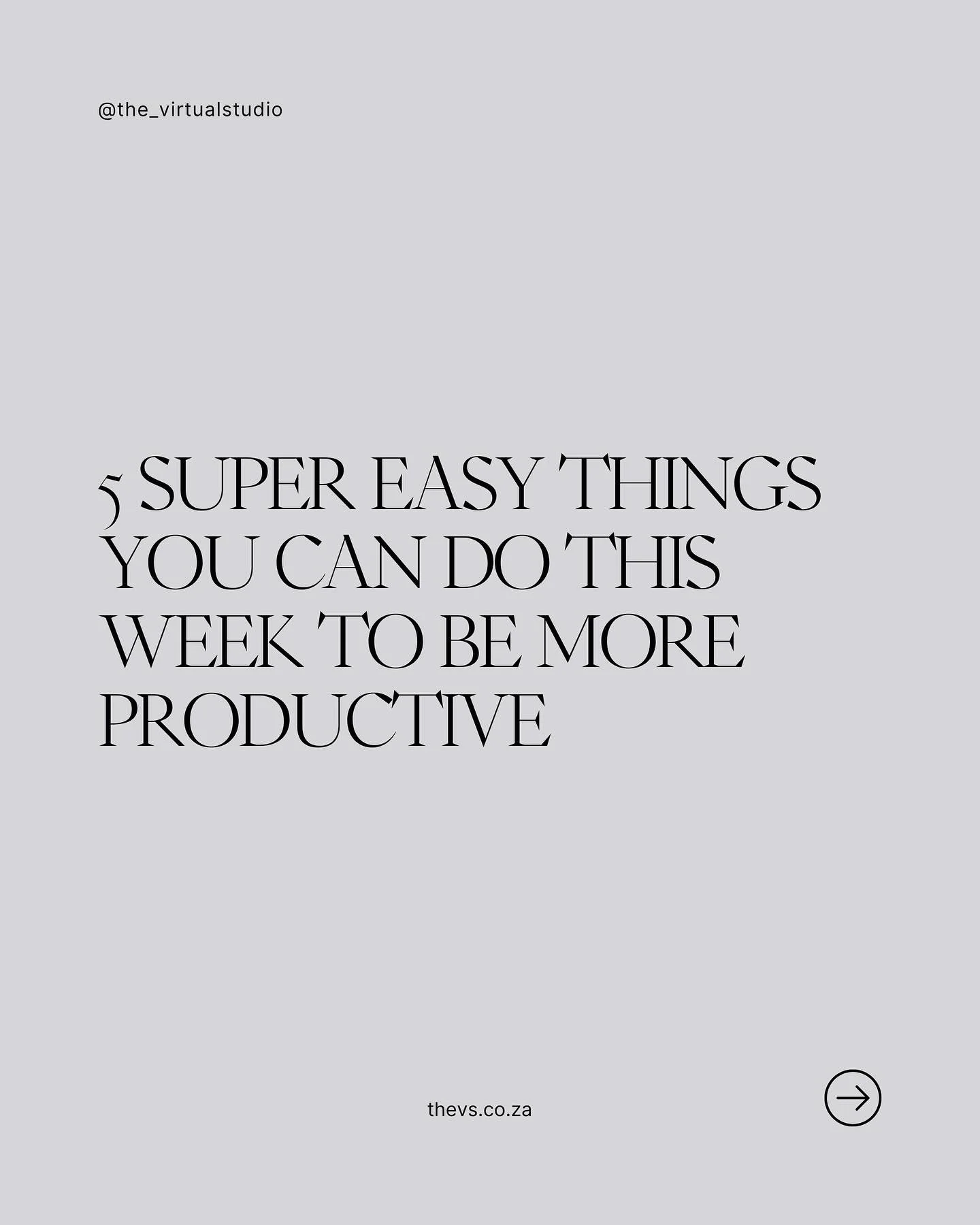 Feeling like you&rsquo;re busy all day but not getting much done? 👀

Here are 5 super easy things you can do this week to be more productive, no hustle, no hacks, just structure that works 👇

1️⃣ Time audit your week
Use Clockify (it&rsquo;s free!)