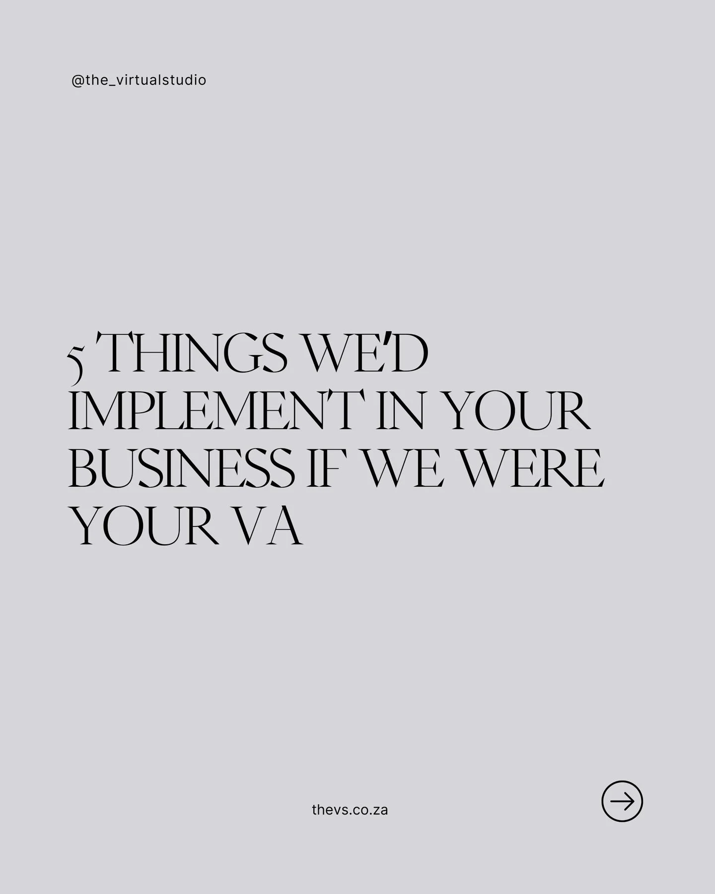 5 Things we&rsquo;d implement in your business if we were your VA.

If we stepped into your business tomorrow, these are the first five things we&rsquo;d put in place. They&rsquo;re not complicated, but they make everything run smoother immediately:
