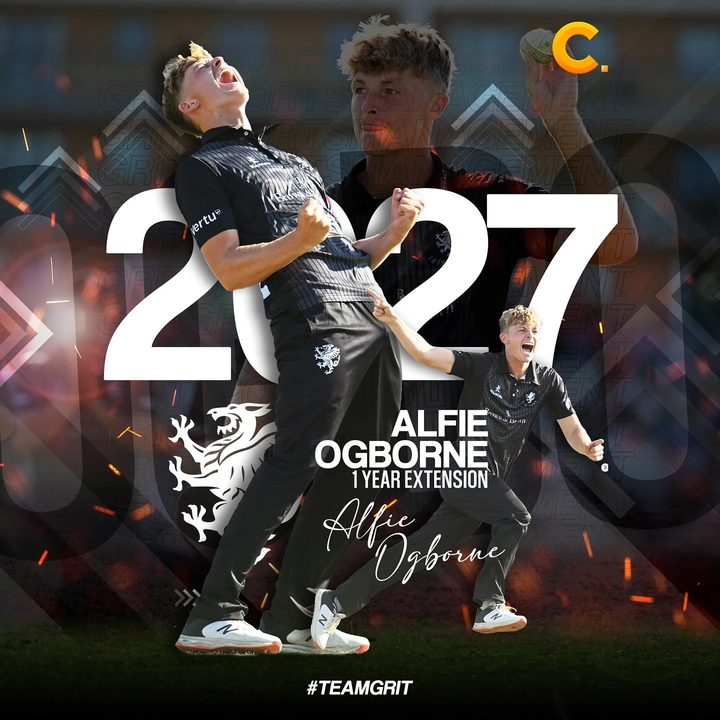 ALFIE SIGNS ✍🏻
A new chapter unfolds! Alfie commits to Somerset until 2027 with a 1-year contract extension.
The future is bright! #alfieogborne #seamer #somerset #TeamGRiT #contract #Guidinggreatness #cricket #gritcricket