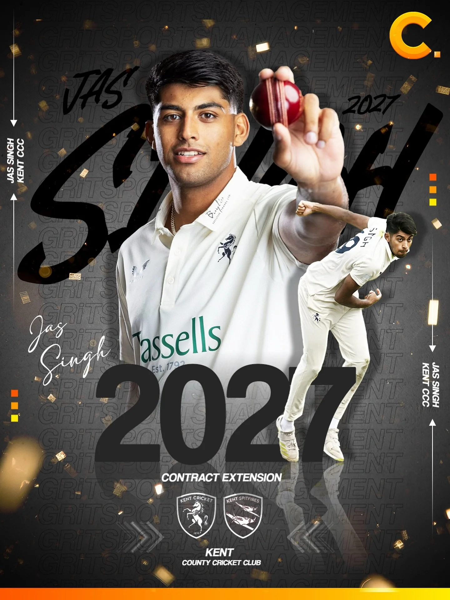 JAS SINGH 🔥🏏
2027 incoming! 
@kentcricket x @jaskaransingh__ 
#jassingh #kent #spitfires #TeamGRiT #Guidinggreatness #GRiTCricket #cricket #newdeal #2moreyears