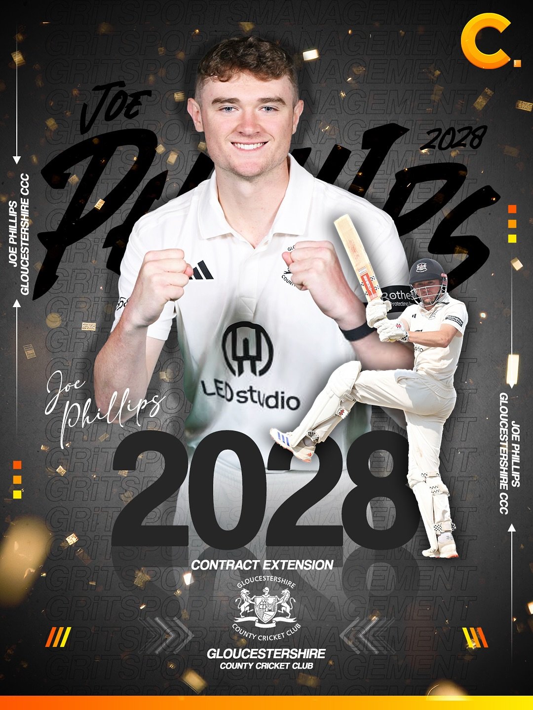 JOE PHILLIPS 🔥🏏

2028 ✍🏻 

@joe.phillips24 x @gloucestershire_cricket 

#joephilips #gloucestershire #newdeal #cricket #2028 #teamGRiT #Guidinggreatness #gritcricket