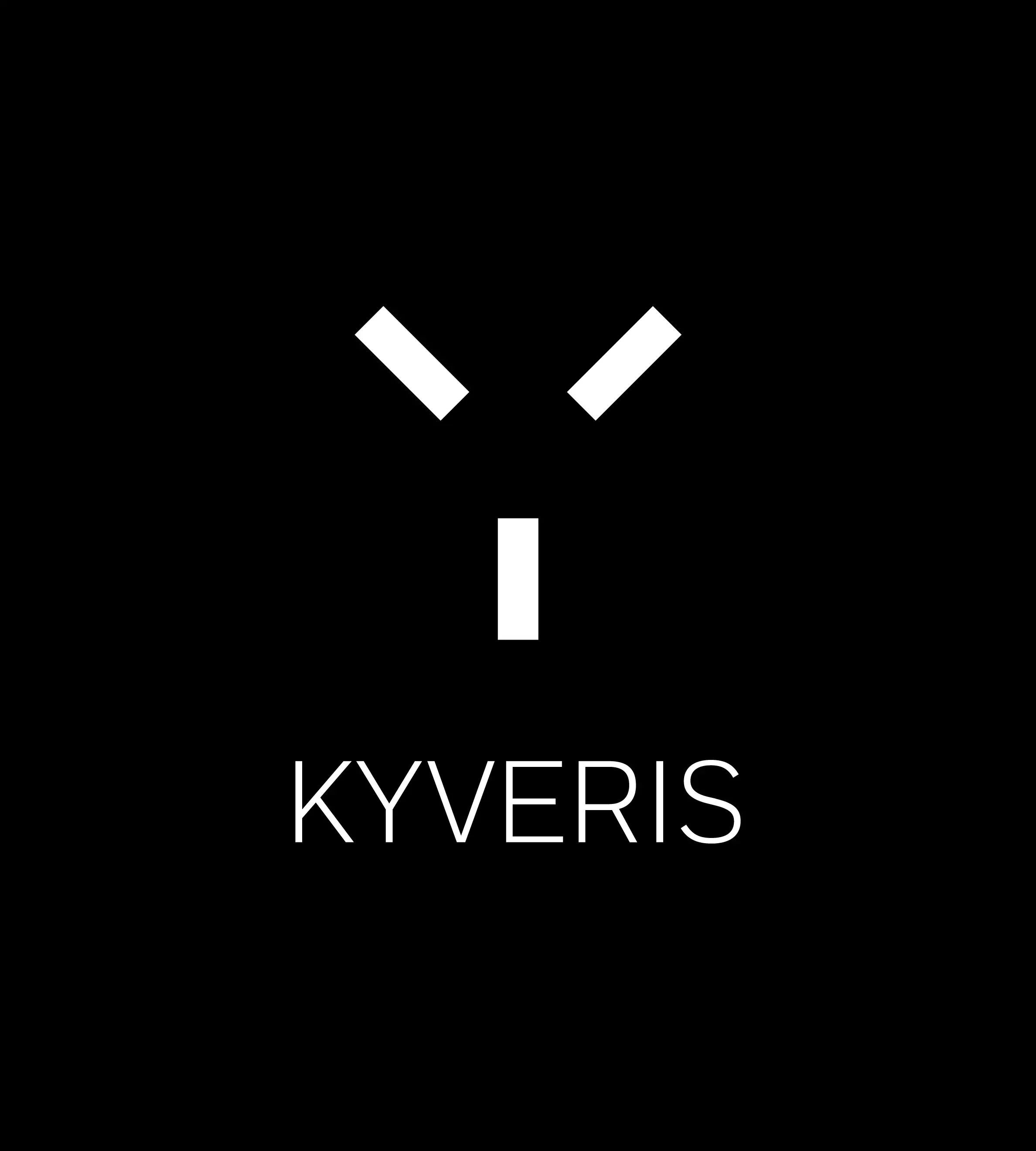 Kyveris-Logo, weiß auf schwarz