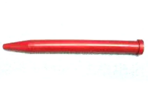 Red spike lying horizontally on a white background.