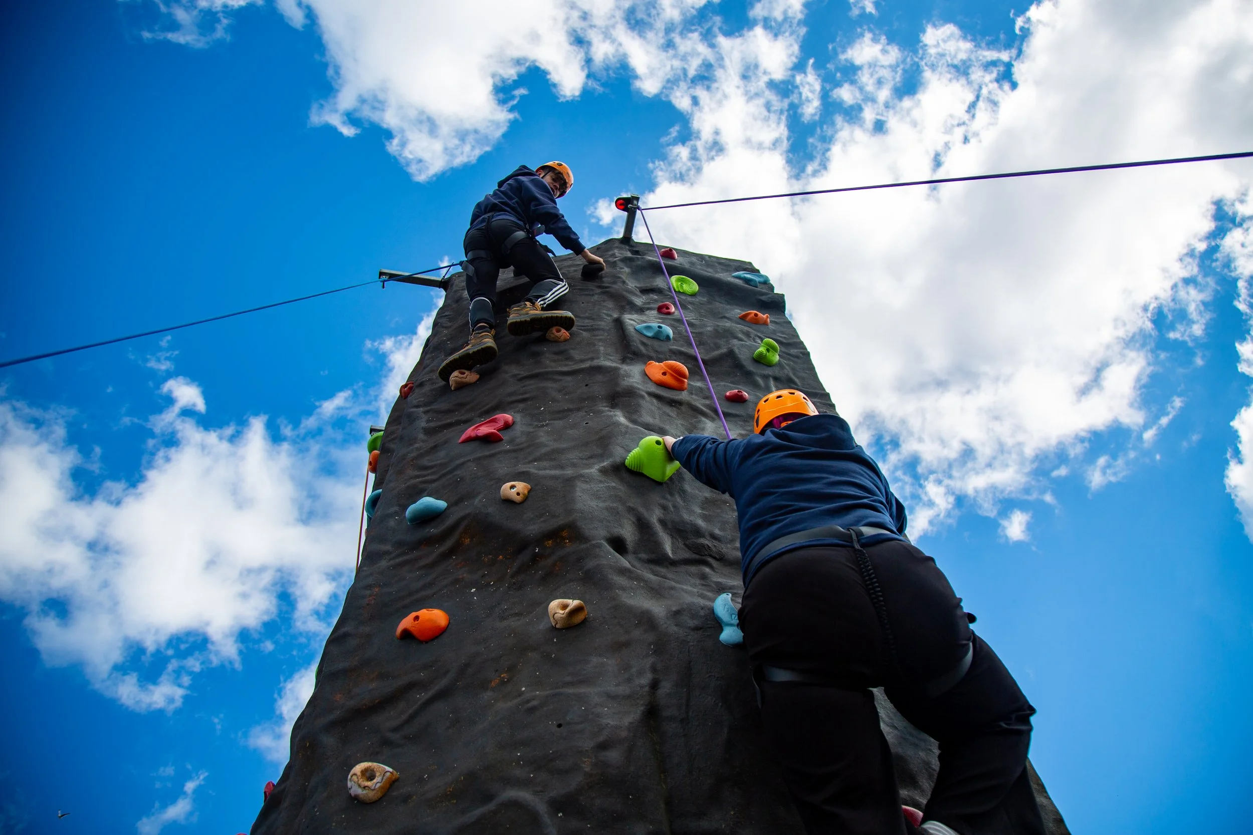 Climbers on climbing wall low angle.jpg