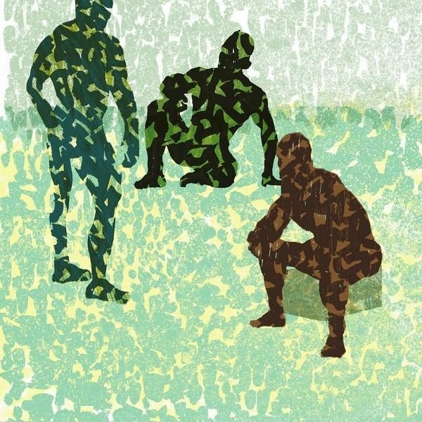 Scene of three figures in a hand rendered Digital Print by Bill Sankey. Limited edition print available to purchase from Seventh Circle Artworks & Aesthetics