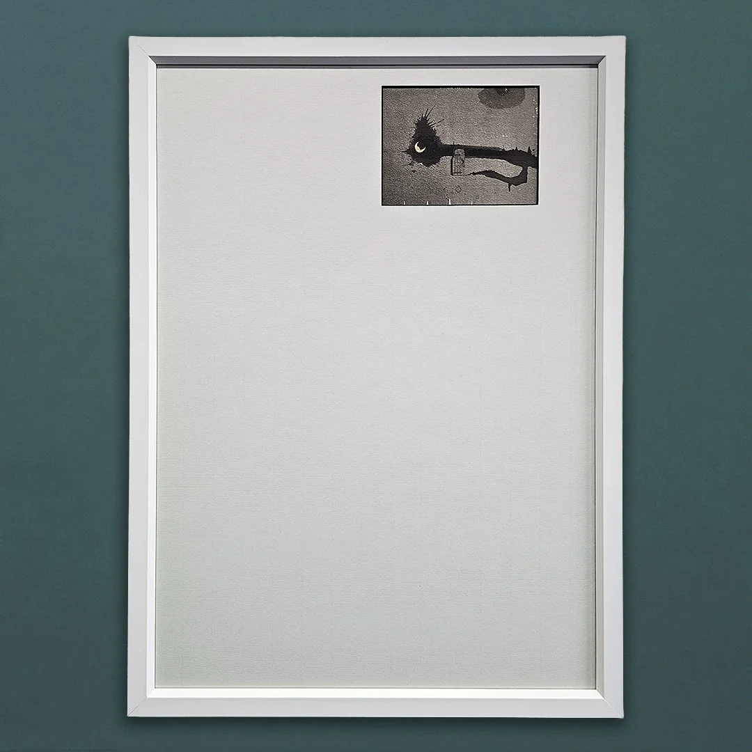 Mixed‑media artwork by Hannah Pugh featuring tattoo ink, antique etching and gold leaf, inspired by literary portals and imagined doorways.