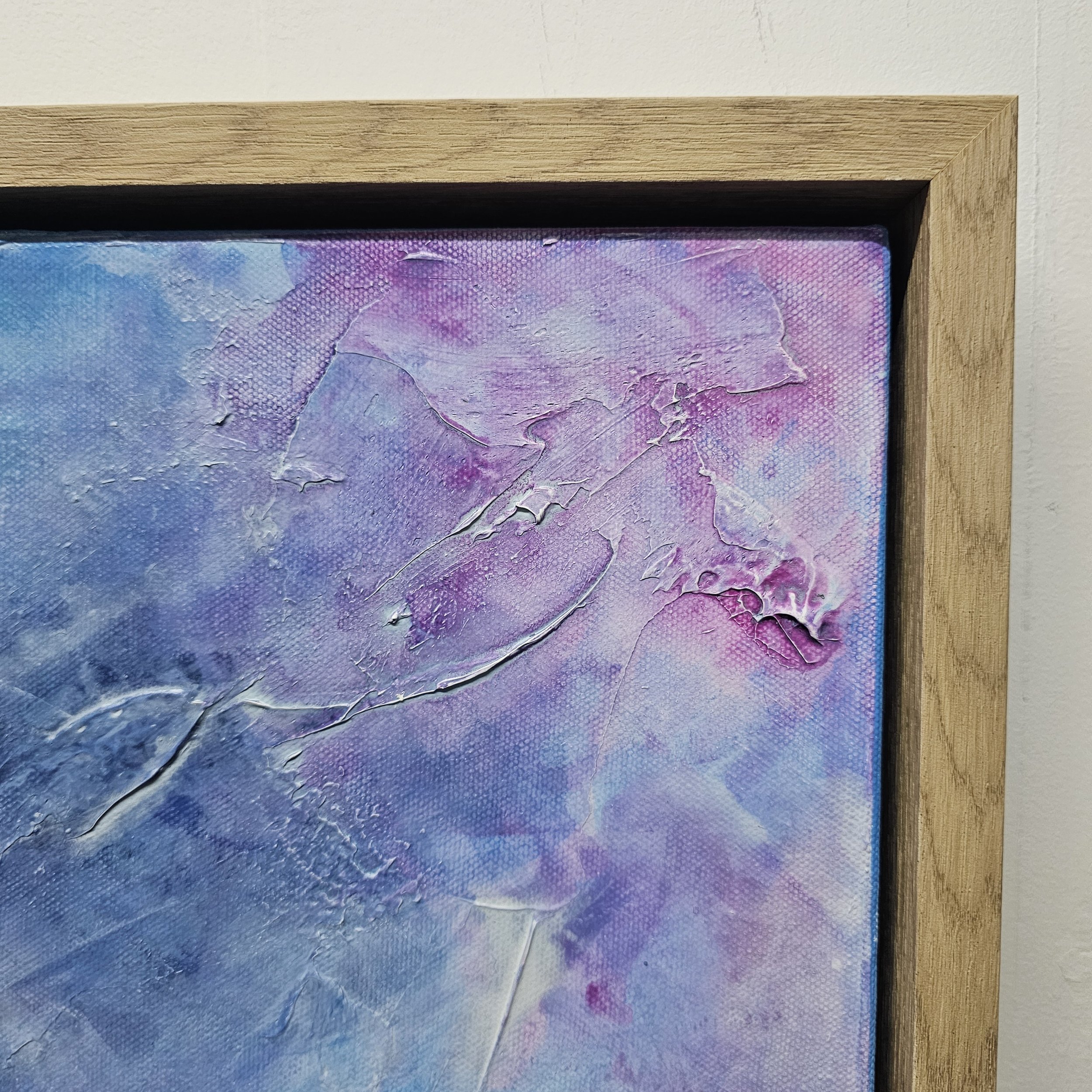 Abstract acrylic painting by Clare Garrad featuring soft, atmospheric hues inspired by motherhood. Exhibited at Seventh Circle Gallery, Birmingham.