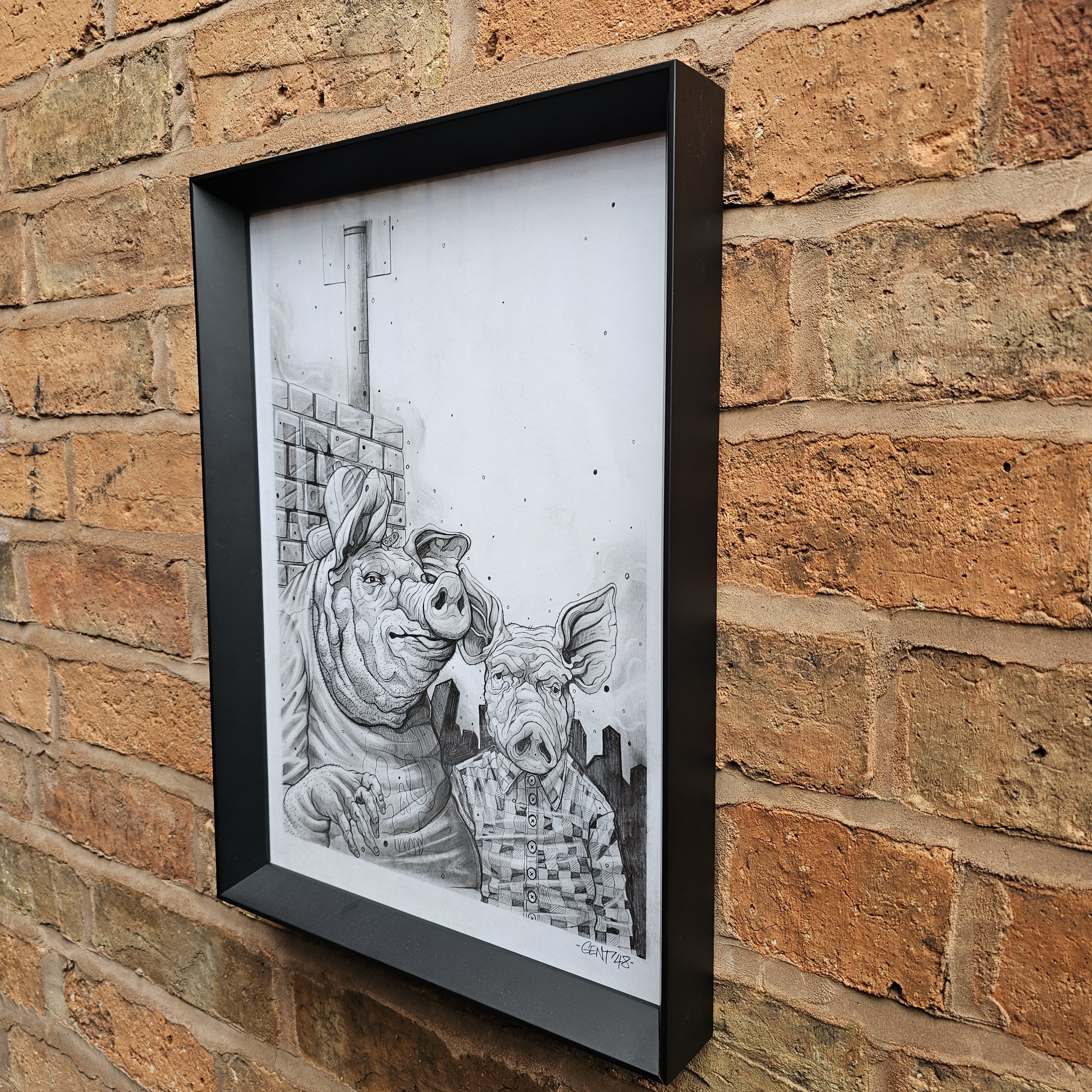 Gent 48 Pigs Original Drawing framed 3.jpg