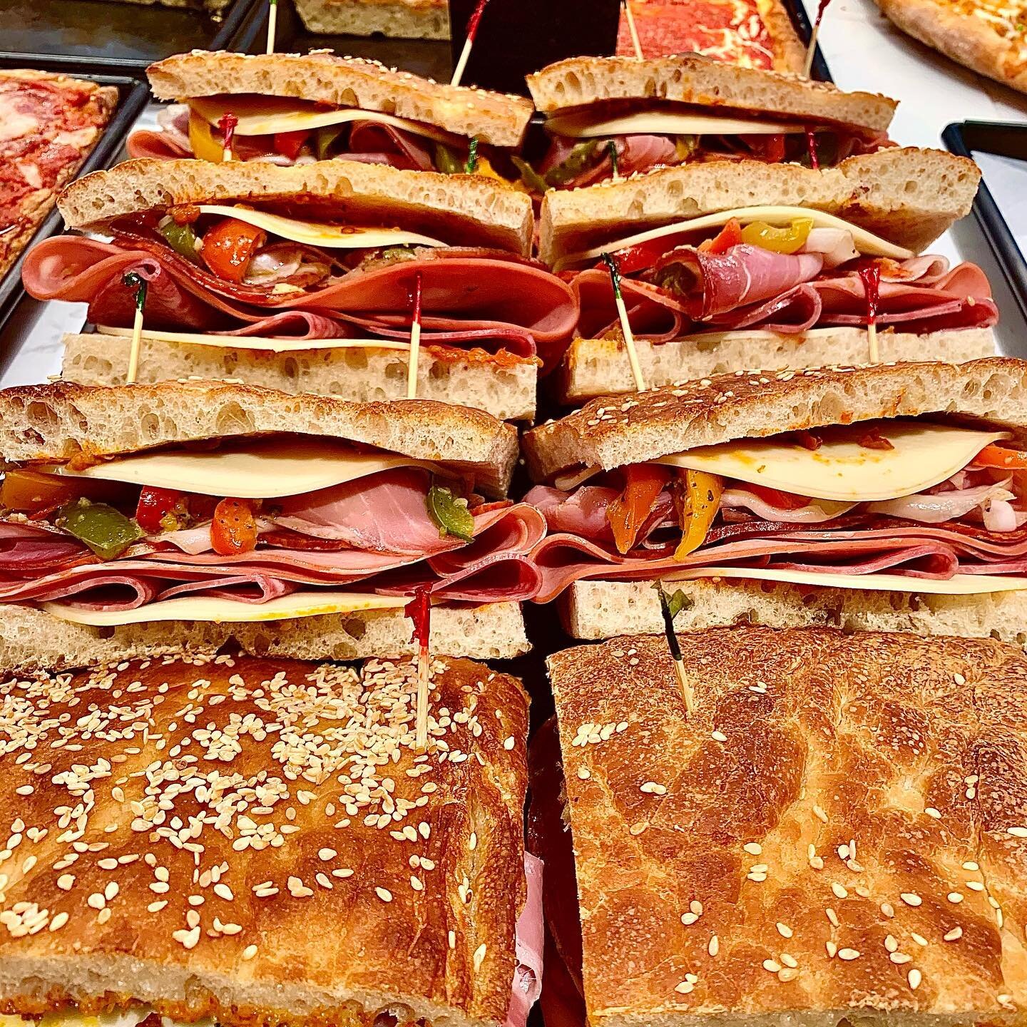 IL CAPO - Prosciutto, Mortadella, Salami, Hot Sopressata, Aged Provolone, Calabrian Chili, Roasted Peppers. #sienapizzanyc #nypizza #italiansandwich #fidinyc #pizza