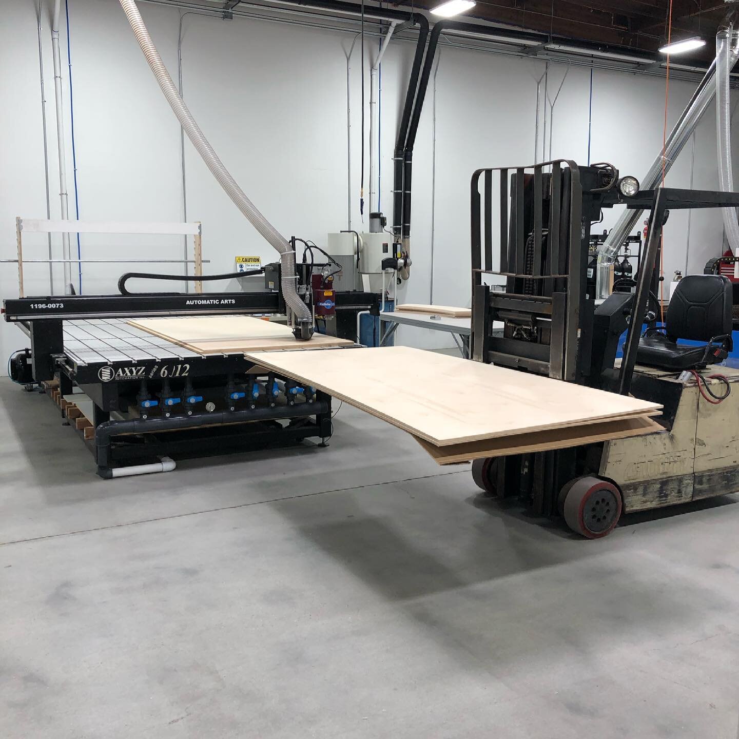 One thing that&rsquo;s REALLY nice about our new location is that we have enough room to forklift sheet goods right up to our machines. One person can now run a multi-sheet job safely. We&rsquo;re always working on improving efficiency - it&rsquo;s a