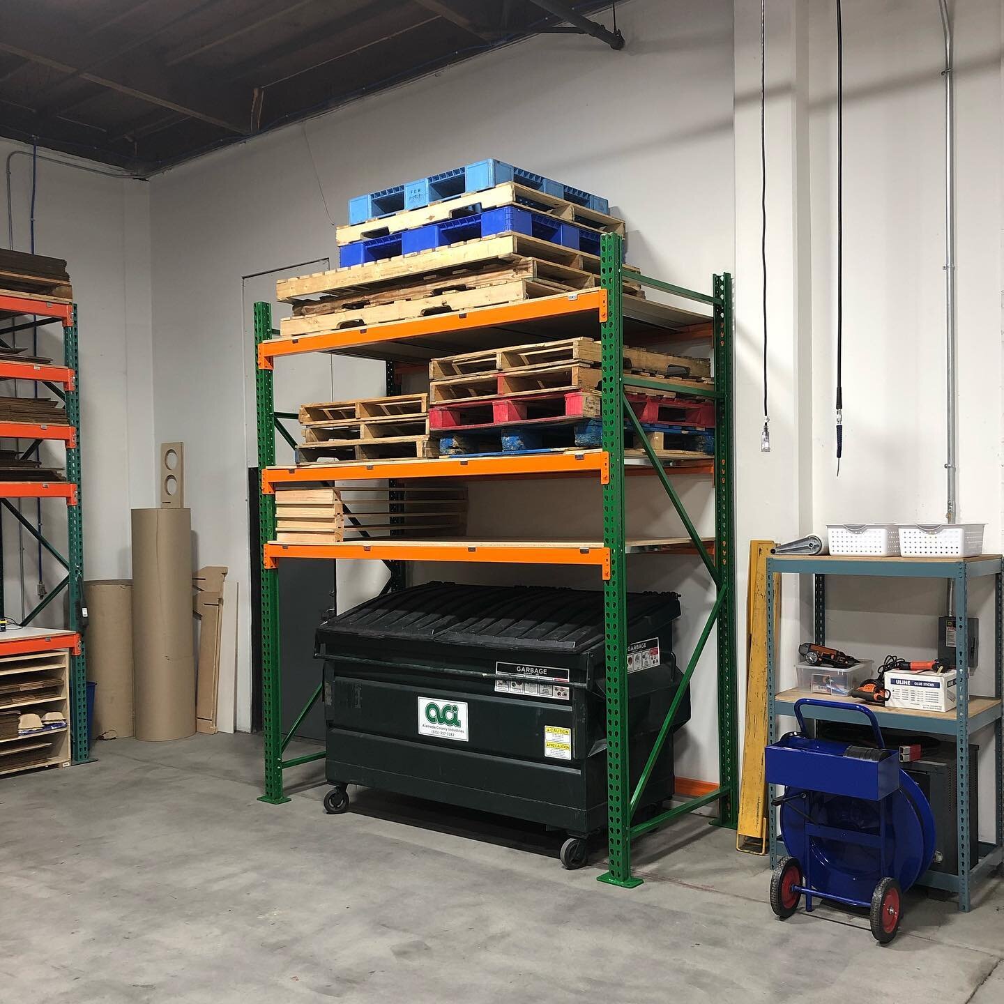 I&rsquo;m super proud of our new dumpster and pallet storage area. Is this a handsome little setup or what??? #organizing #mariekondomethod