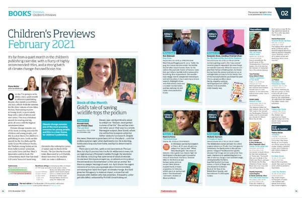 The Last Bear named Children’s Book of The Month by Fiona Noble in the Bookseller previews for February 2021