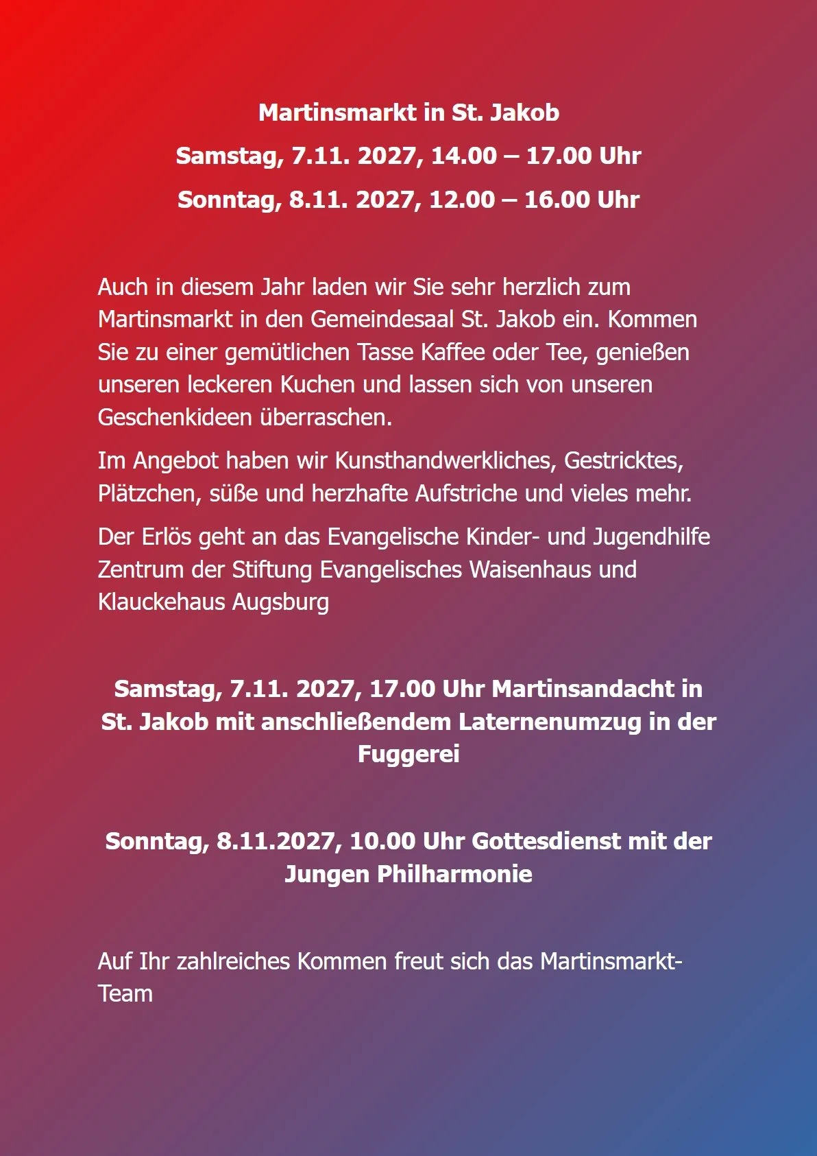Martinsmarkt in St. Jakob am 7. und 8. November 2026