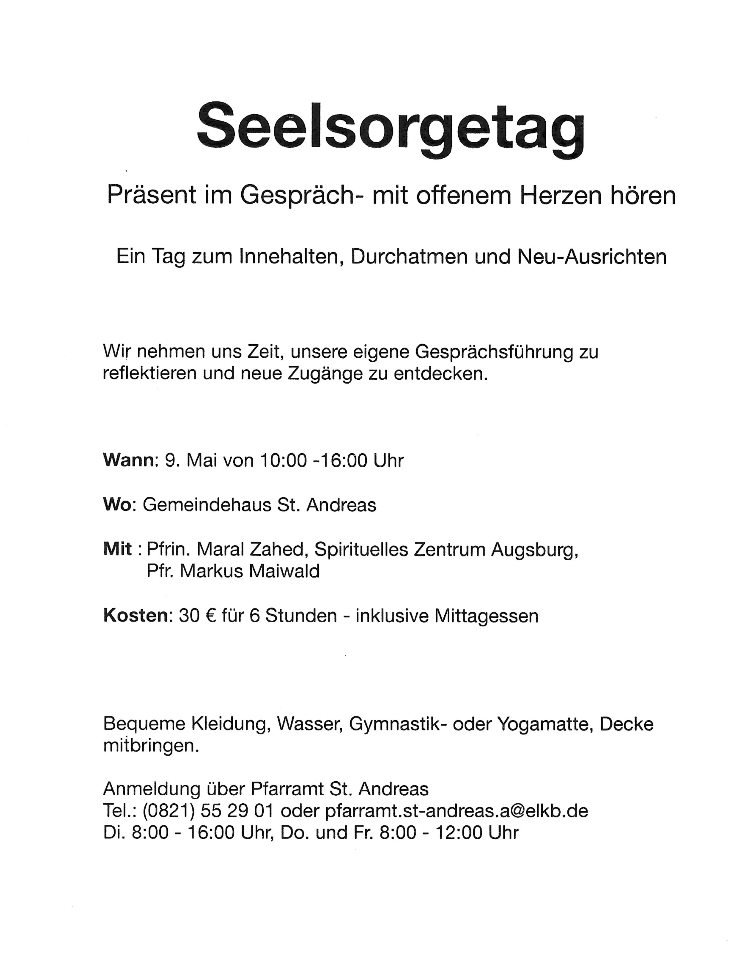 Seelsorgetag am 9. Mai