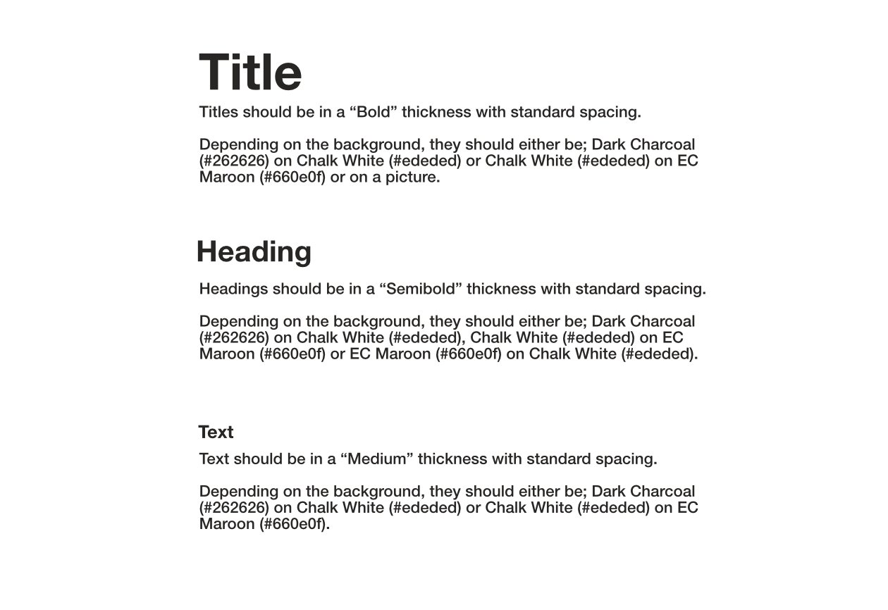 Fonts, Weights & Colour Usage