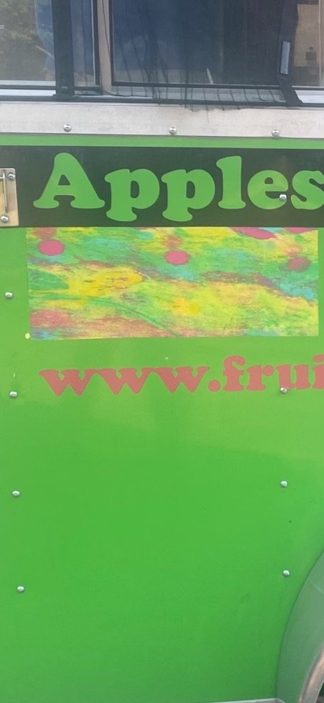 Created colored graphic that look like abstract designs to cover up information on trucks.