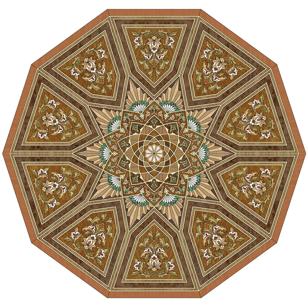 Decorative geometric pattern with floral motifs and intricate design