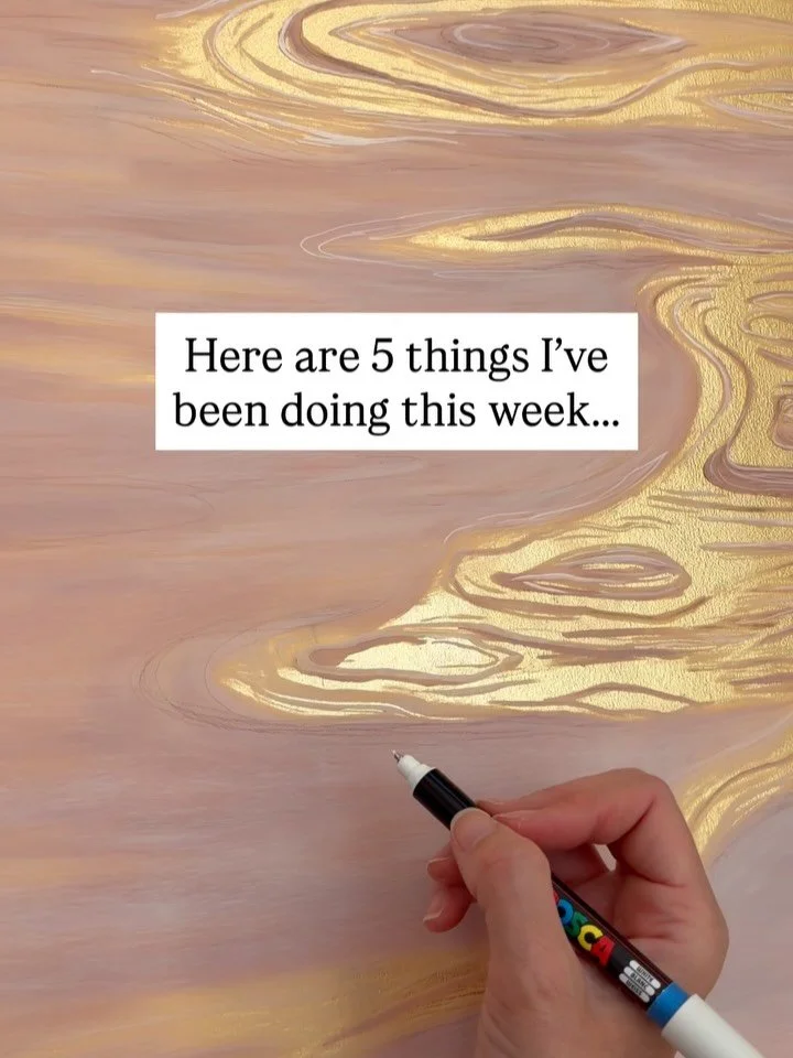 It&rsquo;s a bit of a random mix, but here we go&hellip;

1. A new ripples inspired painting I&rsquo;ve been working on and can&rsquo;t stop thinking about. I&rsquo;ve literally been dreaming about it 🤣 Here I&rsquo;m using a Posca pen to add detail