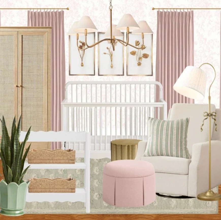 Pretty in pink! 💕 Wrapping this week with design plans for our client&rsquo;s new home and one of the spaces being so extra special to welcome their little girl this Spring!