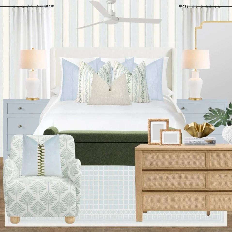 Coastal chic for this client&rsquo;s primary bedroom makeover! 💙