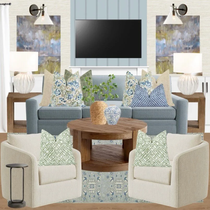 Modern coastal cottage! 🏡 Kicking this week off with a client&rsquo;s design plan for their new home - layered, patterned, and personality-filled with color! 💙
