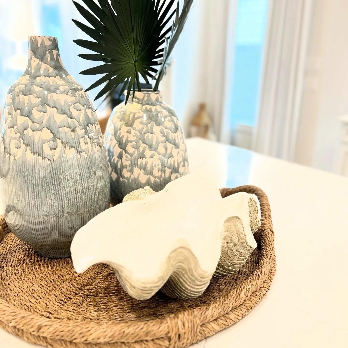 Coastal centerpiece combo setting the tone for this kitchen!