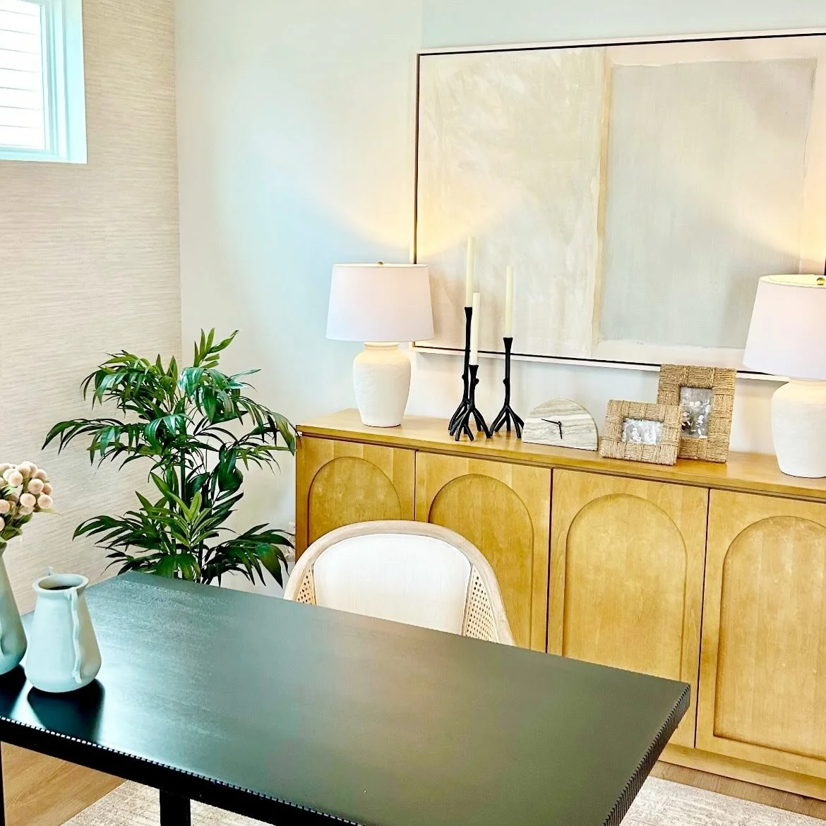 The perfect writing desk setup for this client&rsquo;s workspace - simple, defined and functional!